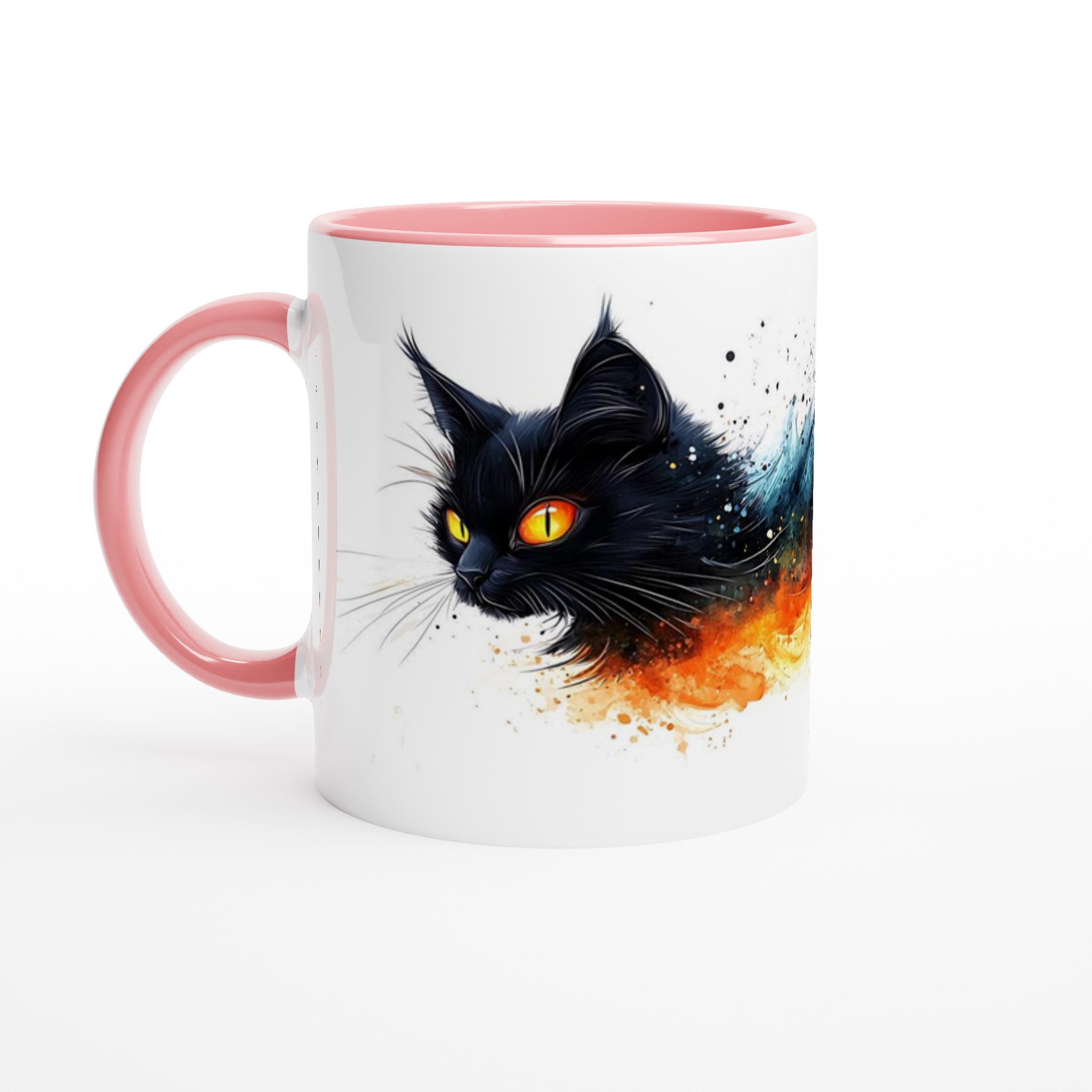 Mystisk Svart Katt Keramikmugg - Eld & Is Akvarell Konstverk i 7 färger 6 89172d2b-8324-461b-845a-85463202407b