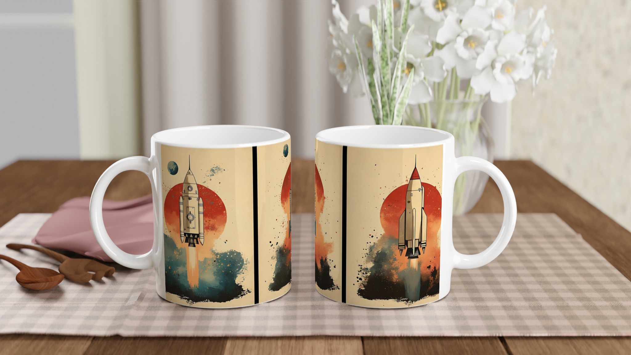 Retro Rymdraket Keramikmugg - 11oz, Välj Din Färg! 10 8954f11b-dc1e-4394-ac26-5df6badb4cc6