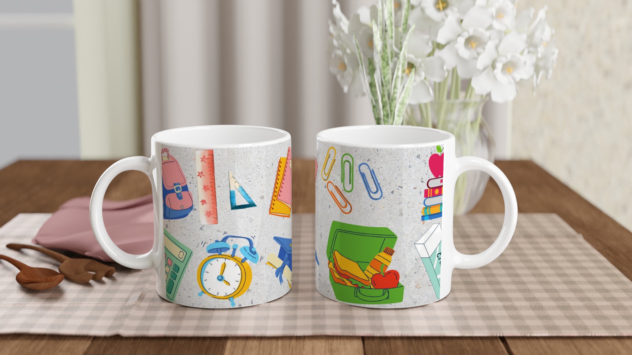 Vit 11oz keramisk mugg med lekfull skolstil – välj bland sju livfulla keramikkulörer 10 895f8668-60fd-4af8-9b60-127ab2d857ad