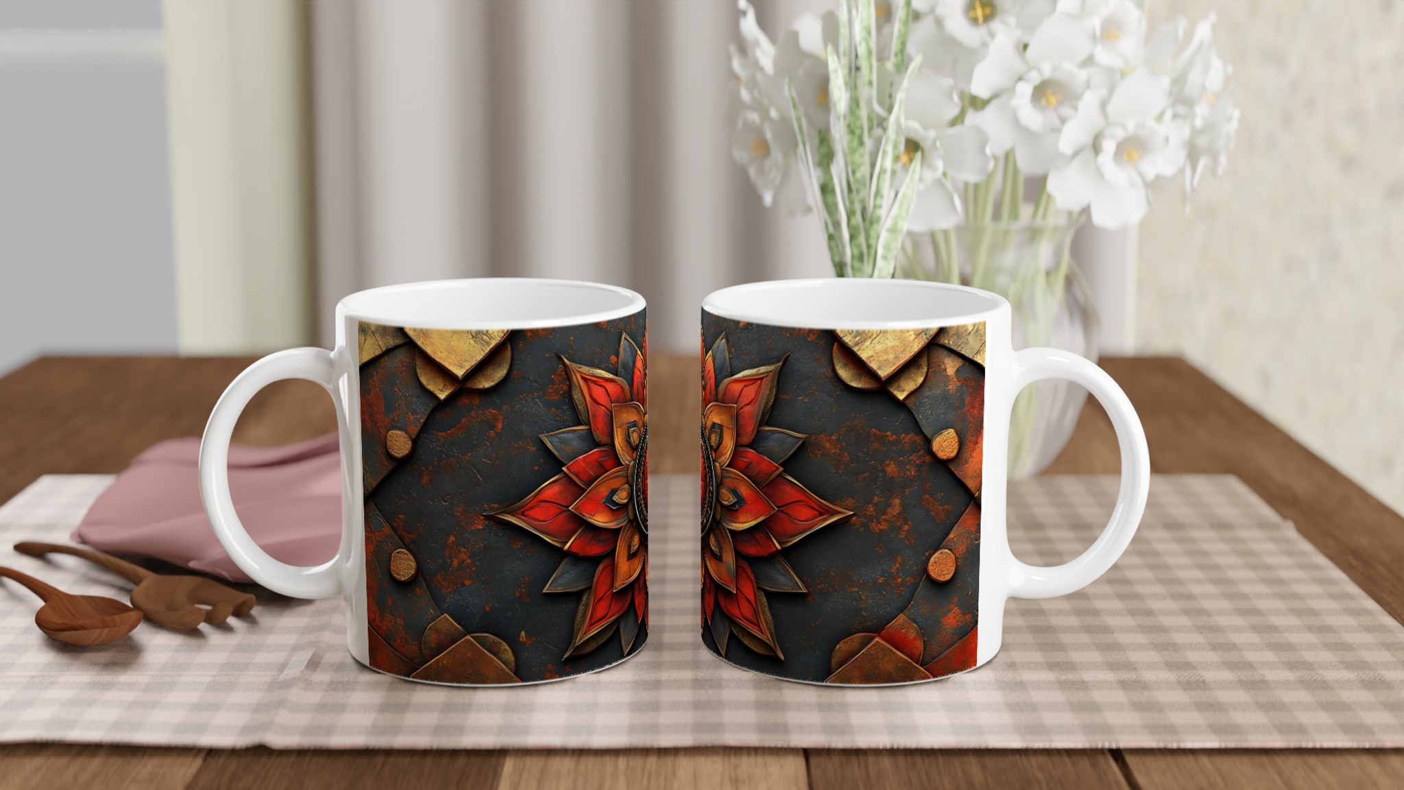 Zen Mandala Mugg - Vackert Konsttryck i Rustika Toner - Välj din Färg på Keramik 10 8979061c-a247-42c2-a471-29db73c517e9