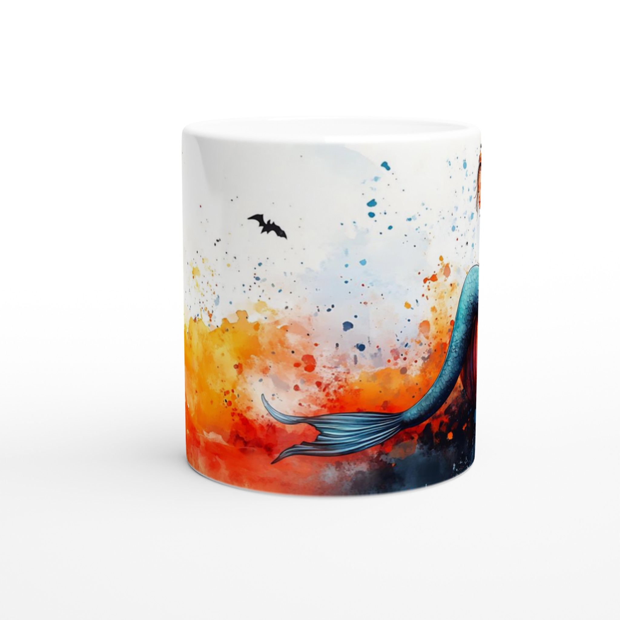 Förtrollande Halloween Själjungfru Mugg – Akvarell Magisk Pumpa & Fladdermöss – 11oz Keramisk Mugg i Valfri Färg 8 89e0a6e7-6b0c-409e-b3a2-57db50348b3a