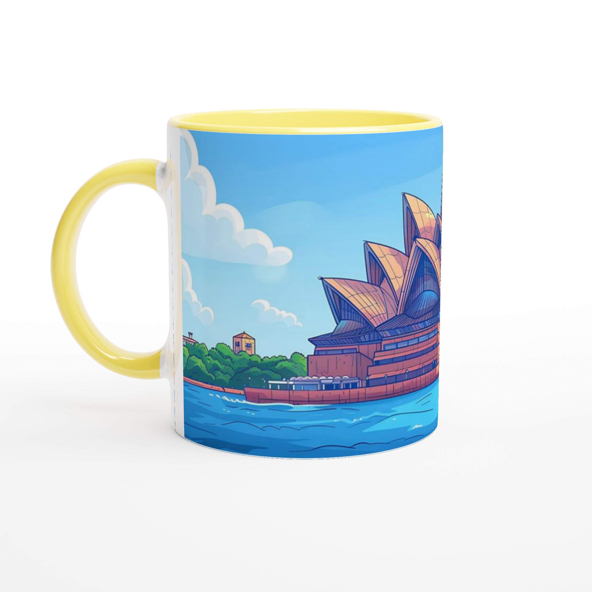 Sydney Opera House Cartoon Mugg – Levande Stadsbild i Klarblåtoner, Välj Din Favoritfärg! 3 89e44709-8bfb-440a-a360-b1d9467ecb94