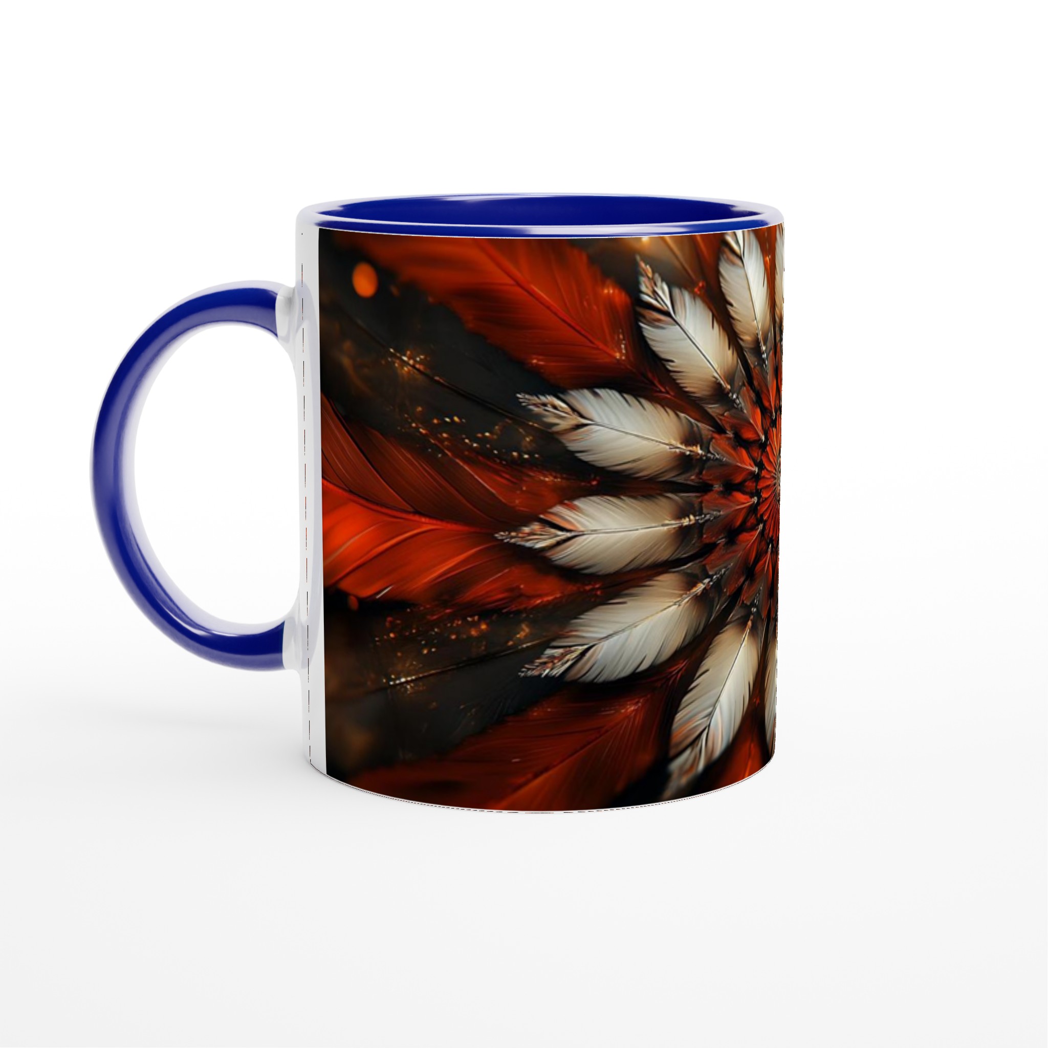 Konstnärlig Fjäderkalejdoskop Keramisk Mugg – Orange, Krämvit och Svart Abstrakt Design 2 89ec81c6-2448-415d-8bdc-4f0b53571ff2