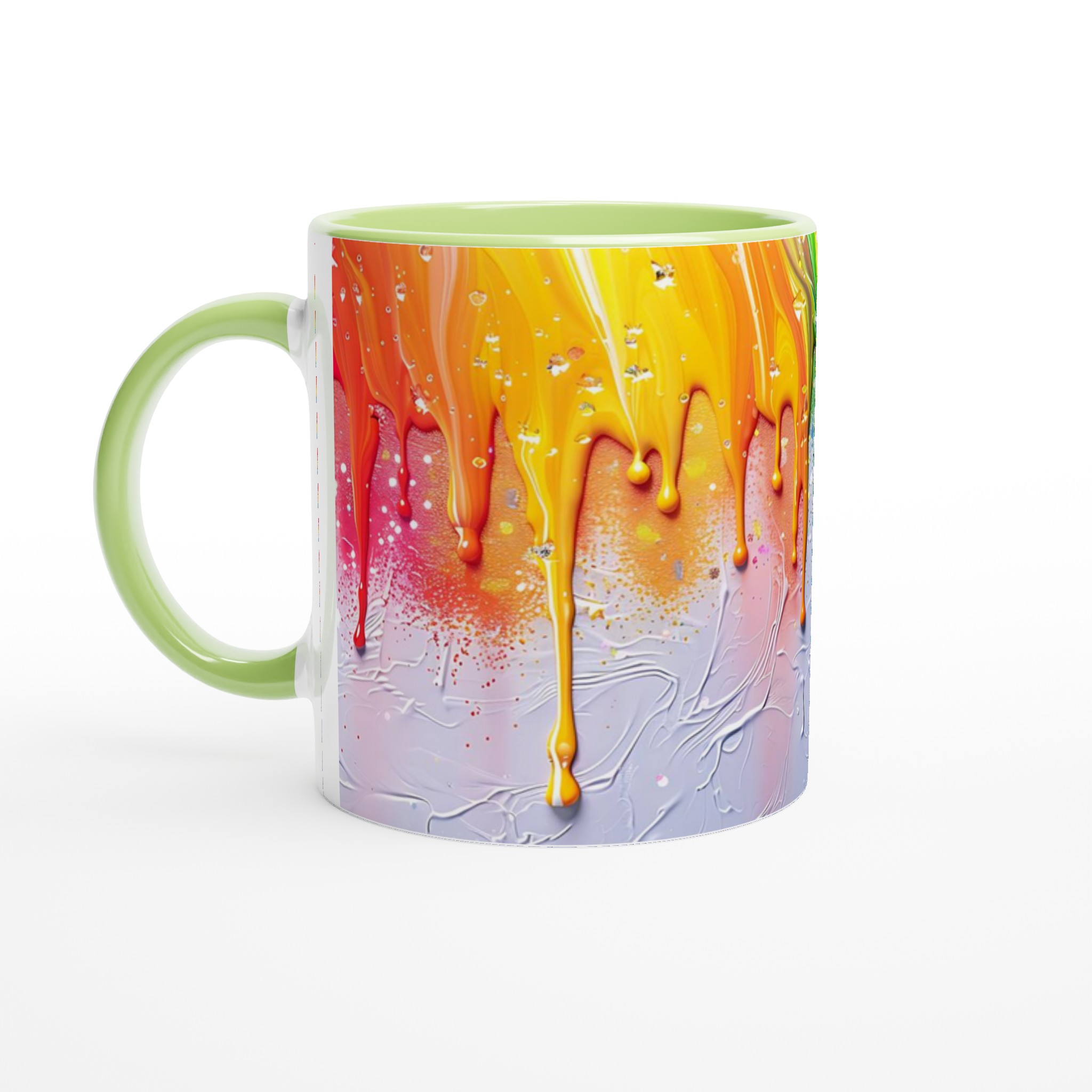 Livfull Vit 11oz Keramisk Mugg med Färgsprakande Drippande Konstmotif i Sju Färger 7 8a131e50-bba5-46e9-85d0-4b4f35e04347