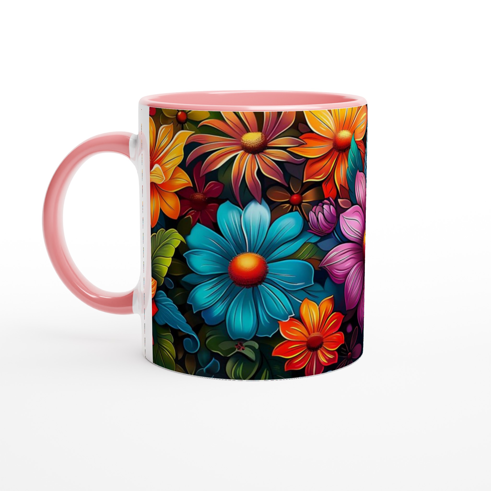 Färgsprakande Blomstermugg – 11oz Keramisk Kaffemugg i Ditt Val av 7 Livfulla Färger 7 8a157111-28f1-48b2-9b87-69a6e1e241ad