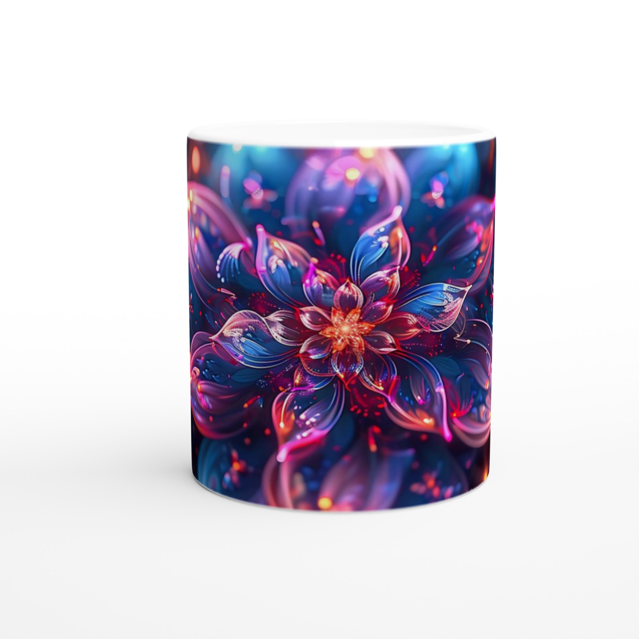 Abstrakt Fluorescerande Blomstermugg – Vibrerande 11oz Keramikmugg i ditt färgval 8 8a54a46f-248f-419b-8a61-1f977cedbaed