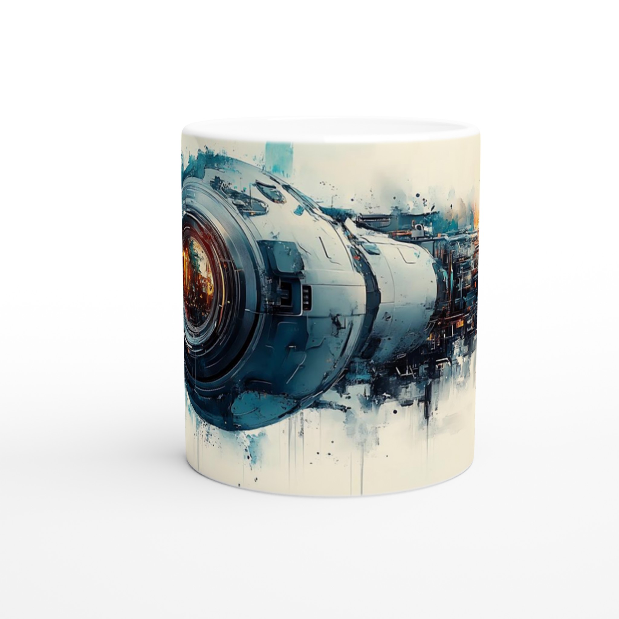 Vit 11oz keramisk mugg med futuristisk rymddesign i flera färger 8 8a667938-56ff-4379-b977-81c20fc3ee61