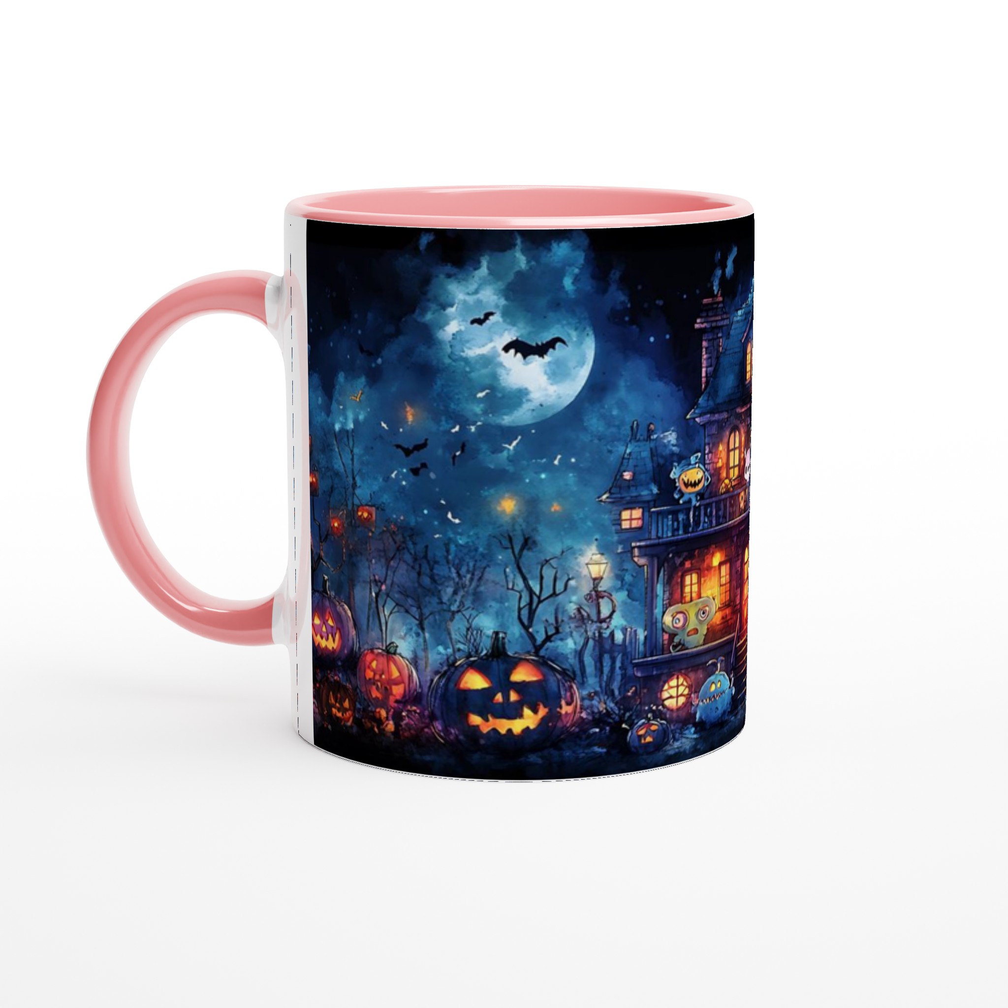 Spooky Fun! Haunted Mansion & Pumpkins 11oz Keramisk Mugg – Välj bland 7 kusliga färger! 6 8a709d11-cd64-4bc2-846a-273dd1f86ea4