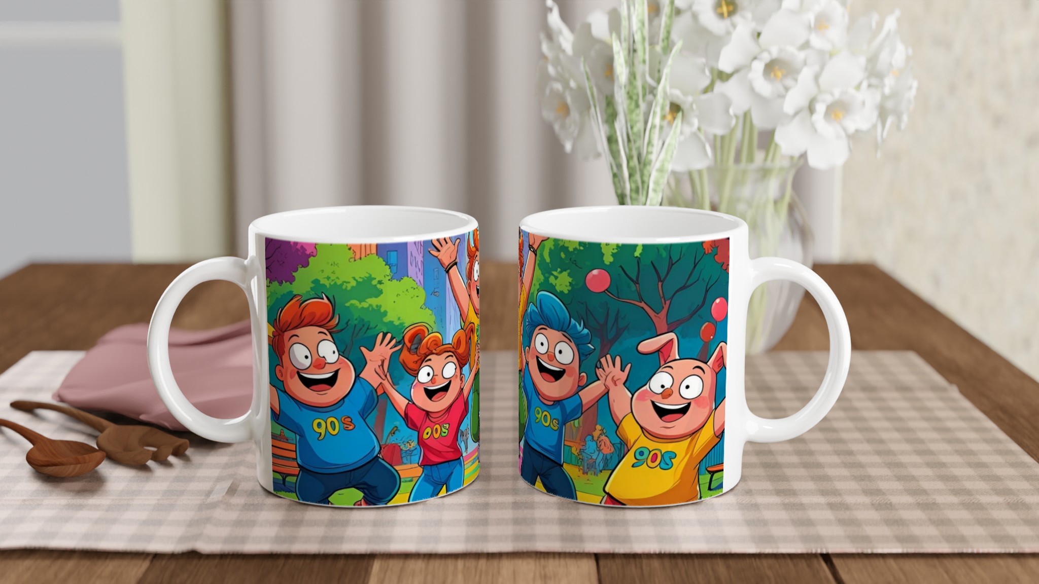 Vit 11oz keramisk mugg med färgstark, lekfull 90-talsinspirerad design – välj bland sju livfulla keramfärger 10 8a8d7b93-9bdb-441e-a390-4004d8d71eaf