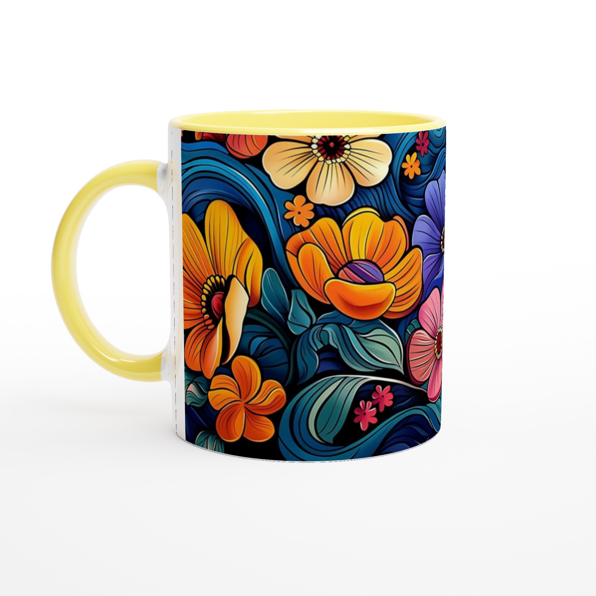 Färgsprakande Blommönster 11oz Keramisk Mugg – Välj bland 7 Livfulla Färger för Din Perfekta Kaffestund 3 8acbbd89-806b-4c29-978a-6a349e3b710e