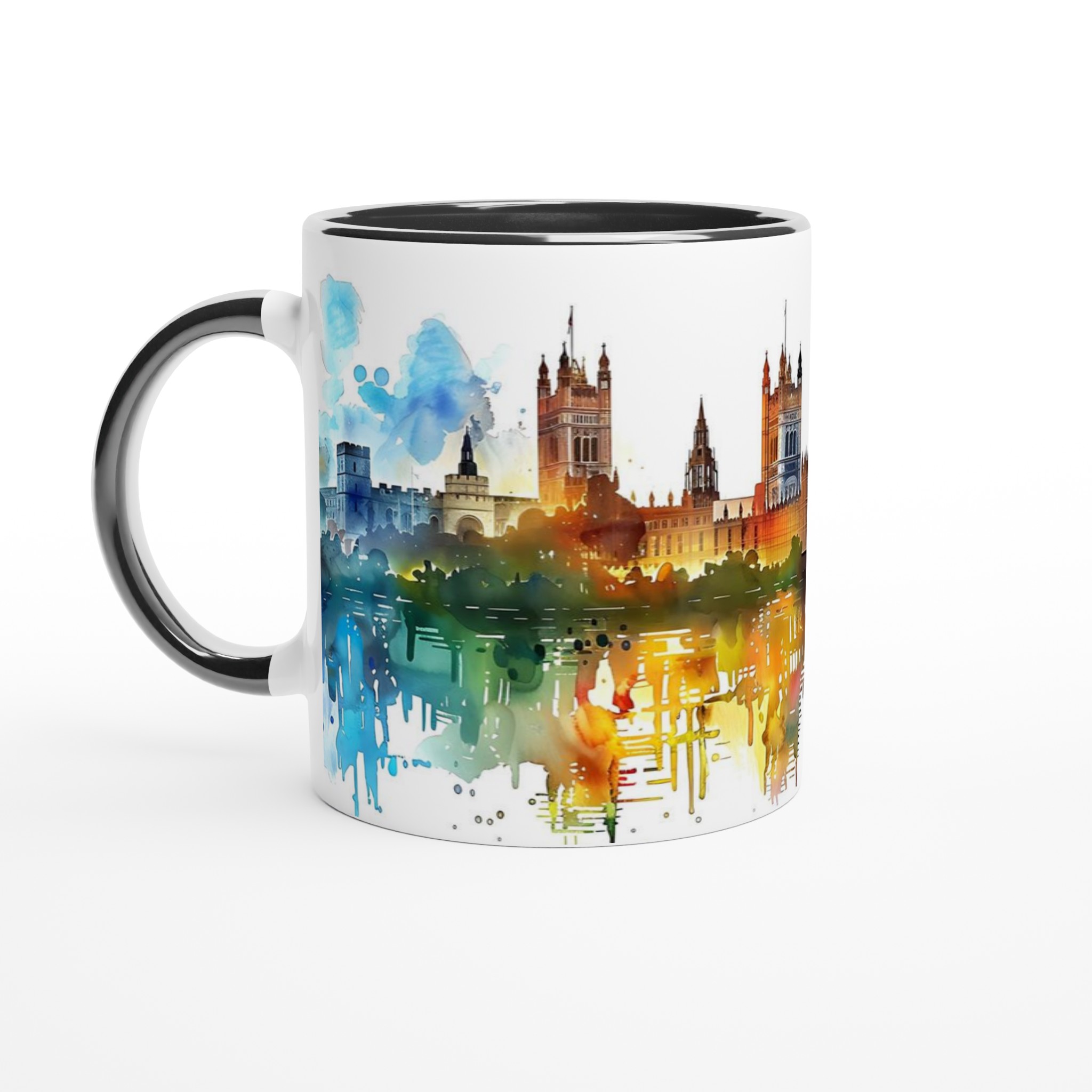 London Watercolor Skyline Mugg – Konstnärlig Siluett i Glada Färger, 11 oz 4 8ae55829-b249-4c6b-afd4-ff9ac760cd63