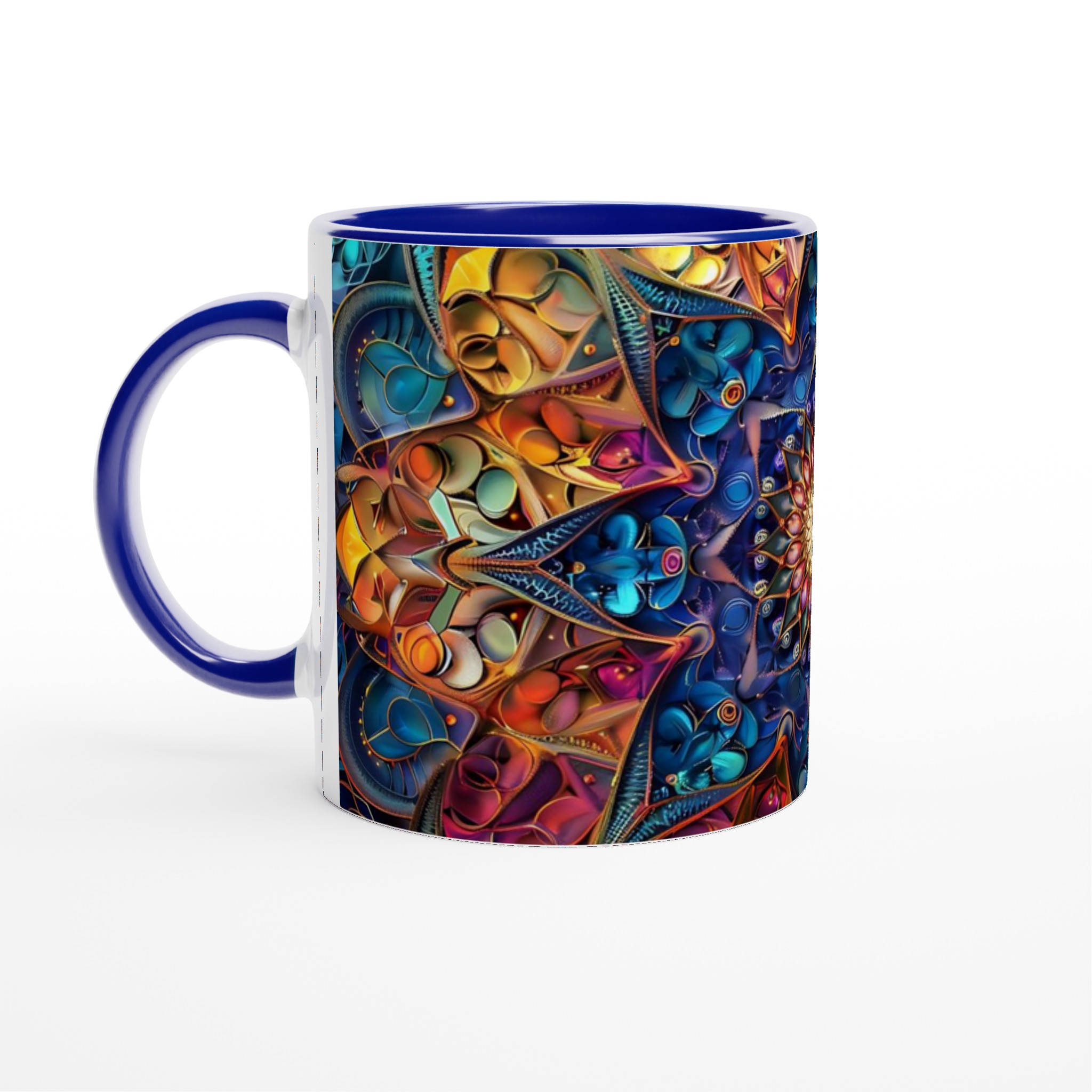 Kosmisk Mandala Keramikmugg - 11oz, Levande Mönster i Blått och Guld för En Färgstark Start på Dagen 2 8aeea12f-771e-4f01-9ff9-f4f49e61cf2c