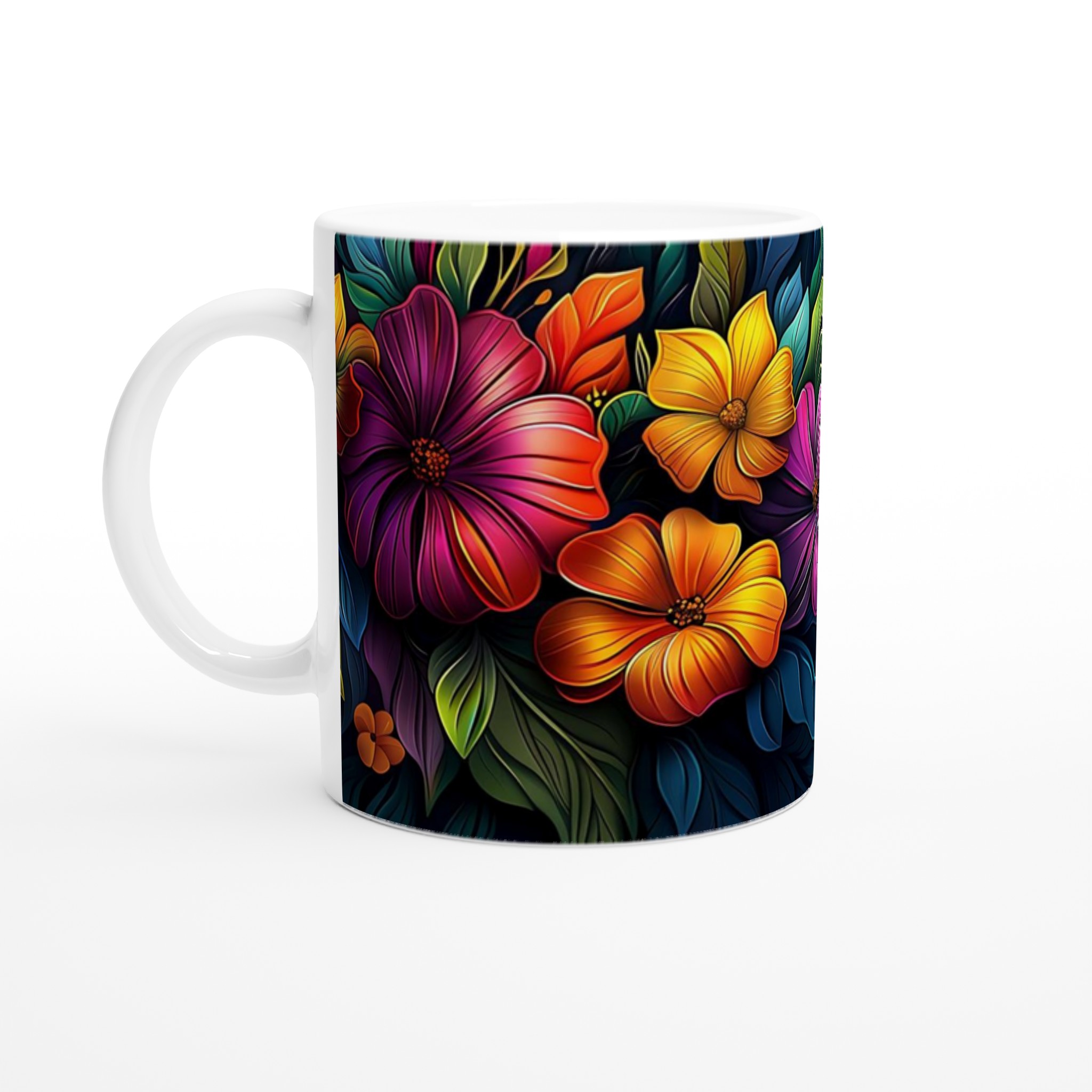 Tropisk Blomsterglädje 11oz Keramikmugg – Färgglada Sommarblommor i Ditt Val av 7 Livfulla Färger 1 8b2ee91a-0357-477e-8c9b-17c39ecdc4f1