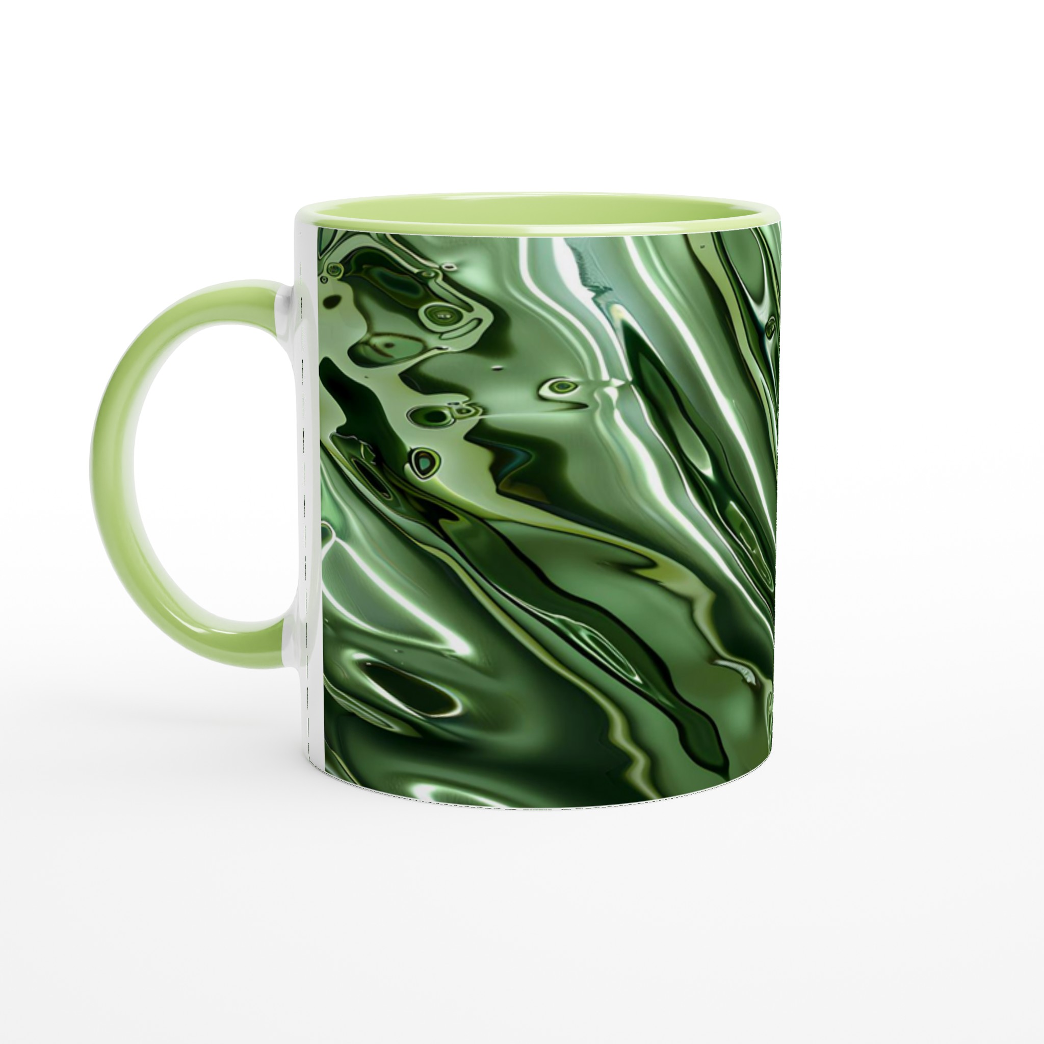 Abstrakt Grön Metallisk Våg 11oz Keramisk Mugg – Reflekterande Glans för Din Dryck 7 8b5129d2-9c66-4bdf-a1fa-70cf24719a6c