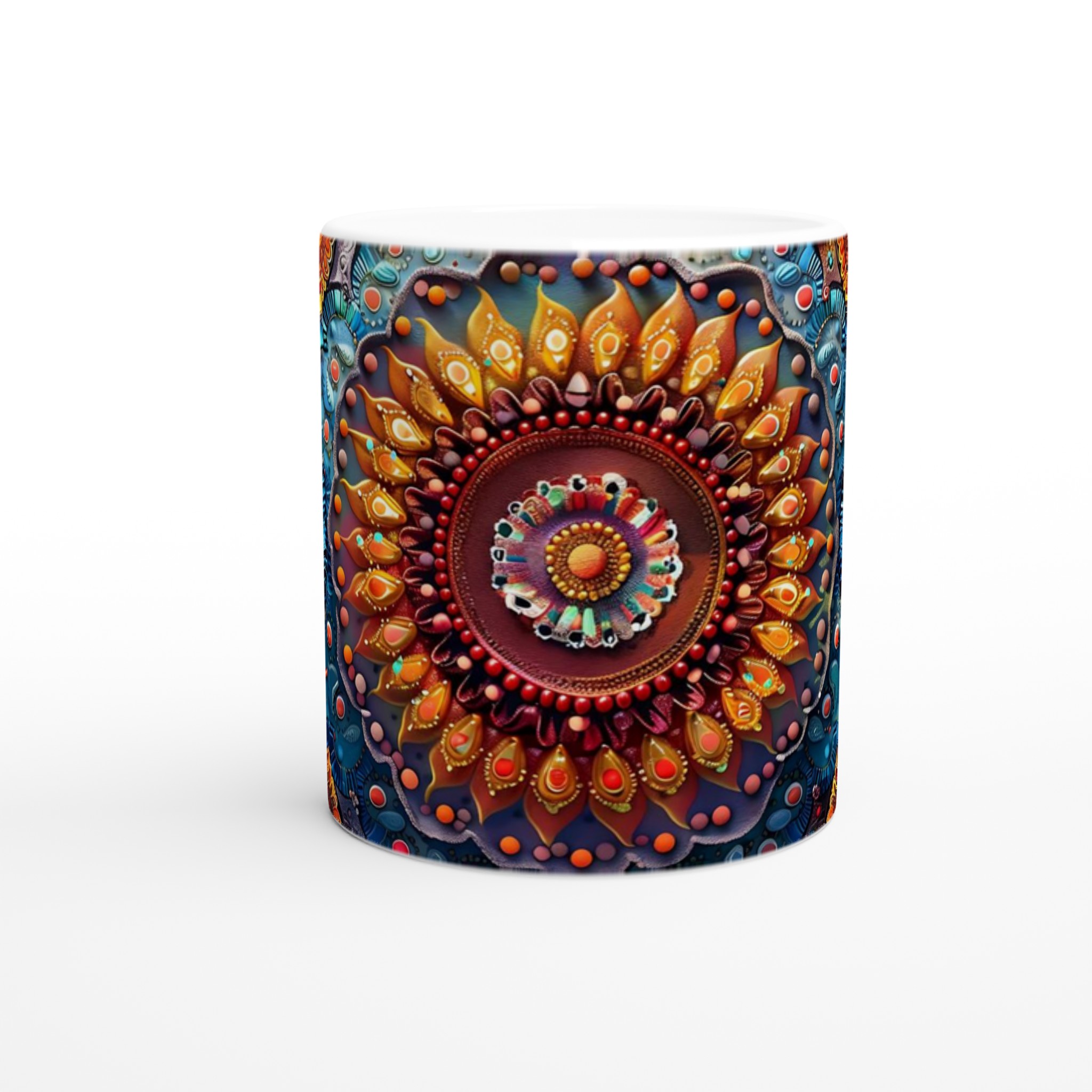 Mångfärgad Mandala Keramikmugg - 11oz Konstnärlig Kaffemugg i Ditt Val av Levande Färger 8 8b71119b-df5a-42c0-b82e-4f83226e10b1