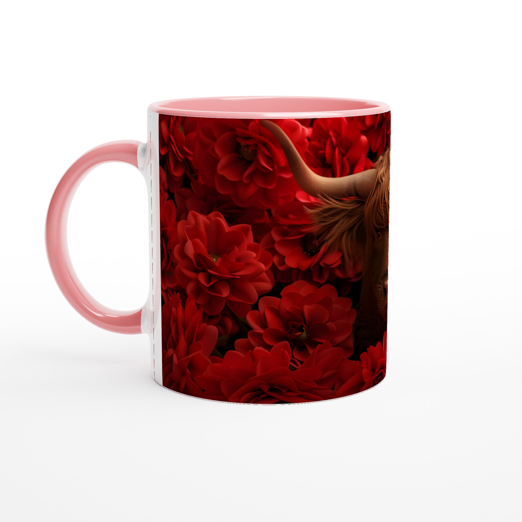 Red Blossom Highland Bull Keramikmugg – Rustik Charm i 7 Färger 6 8babcfa8-7b85-4198-a20e-34f804d49966