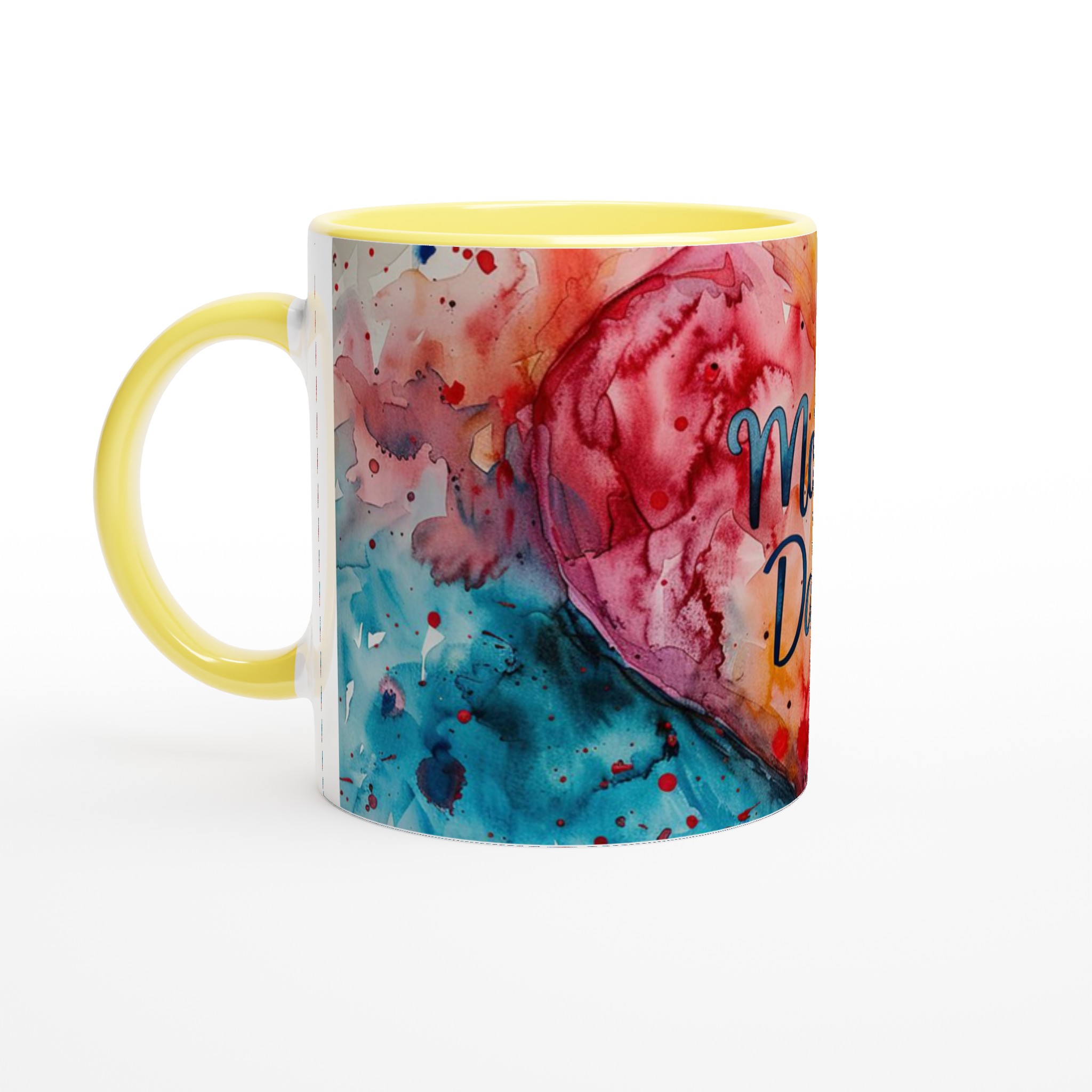 Mother's Day 11oz Ceramic Mug – Bright Watercolor Heart Design in Your Choice of Seven Colors 3 8bbbe1a6-b9d5-488a-9982-9fc3d4882dcd
