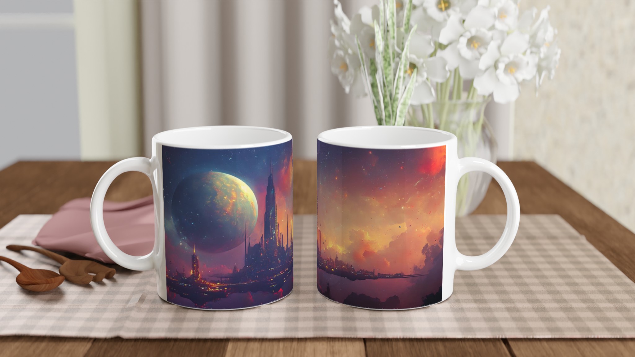 Futuristisk Stad vid Skymningen 11oz Keramikmugg – Drömsk Sci-Fi Vibe i Flera Färger 10 8bbd244f-0c4a-42a4-b489-9ca064028a66