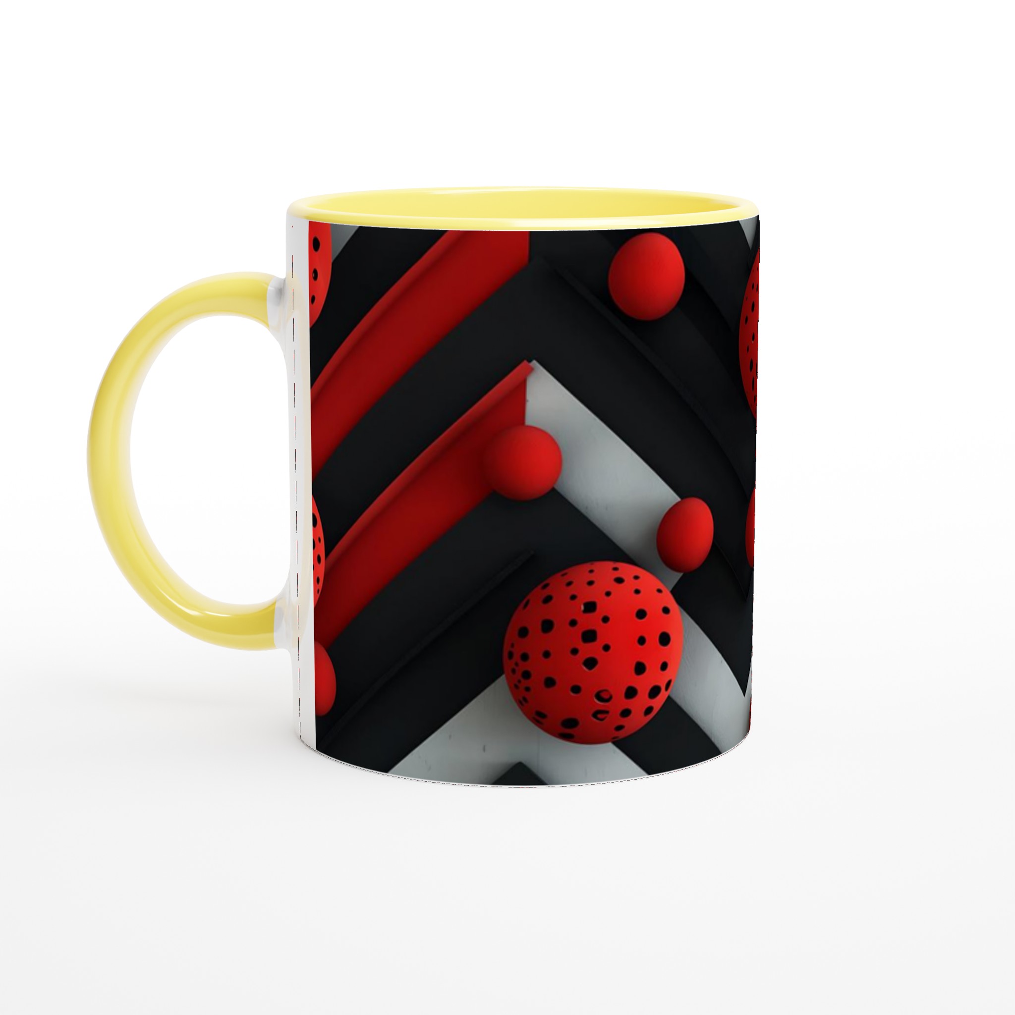 Abstrakt Geometrisk 11oz Keramikmugg – Dynamisk Design i Svart, Vitt & Rött 3 8bcc5d14-80d6-4df1-9c56-94d886e629c3