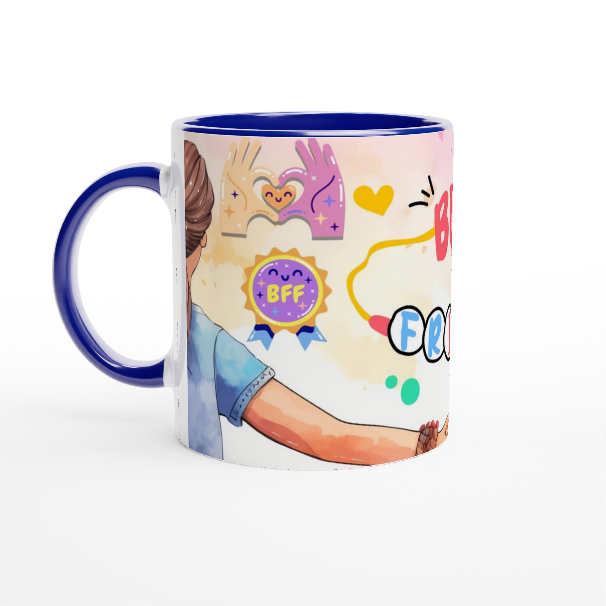 Vit 11oz keramisk mugg med färggrann BFF-illustration – välj mellan sju livfulla keramiska nyanser 2 8c0b0d84-5226-4b7d-bfb8-d07c99cbdfdc