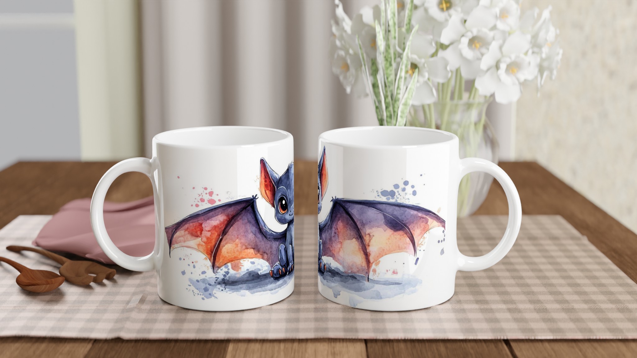 Söt Liten Vattenfärg Fladdermus Mugg – 11oz Premium Keramik för Magiska Kaffestunder, Välj din Färg! 10 8c17f933-2ecd-4be0-a819-7a90211aa288