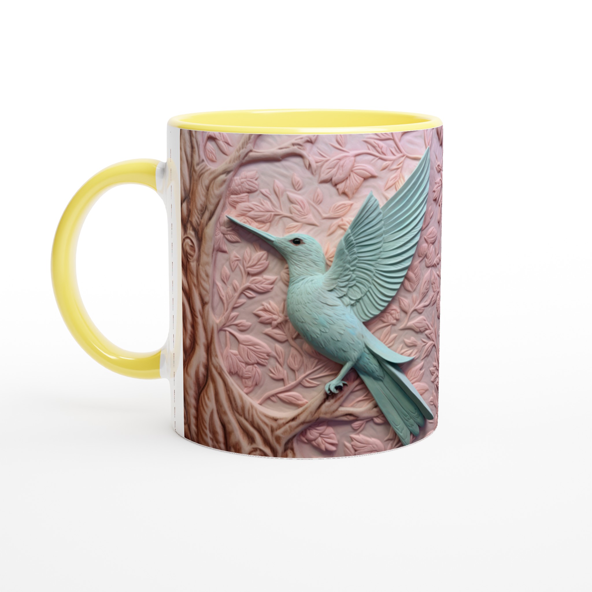 Vit 11oz keramisk mugg med eleganta pastellfåglar – välj bland sju vackra färger 3 8c672131-c3f1-41e8-8785-a8a69e148f71