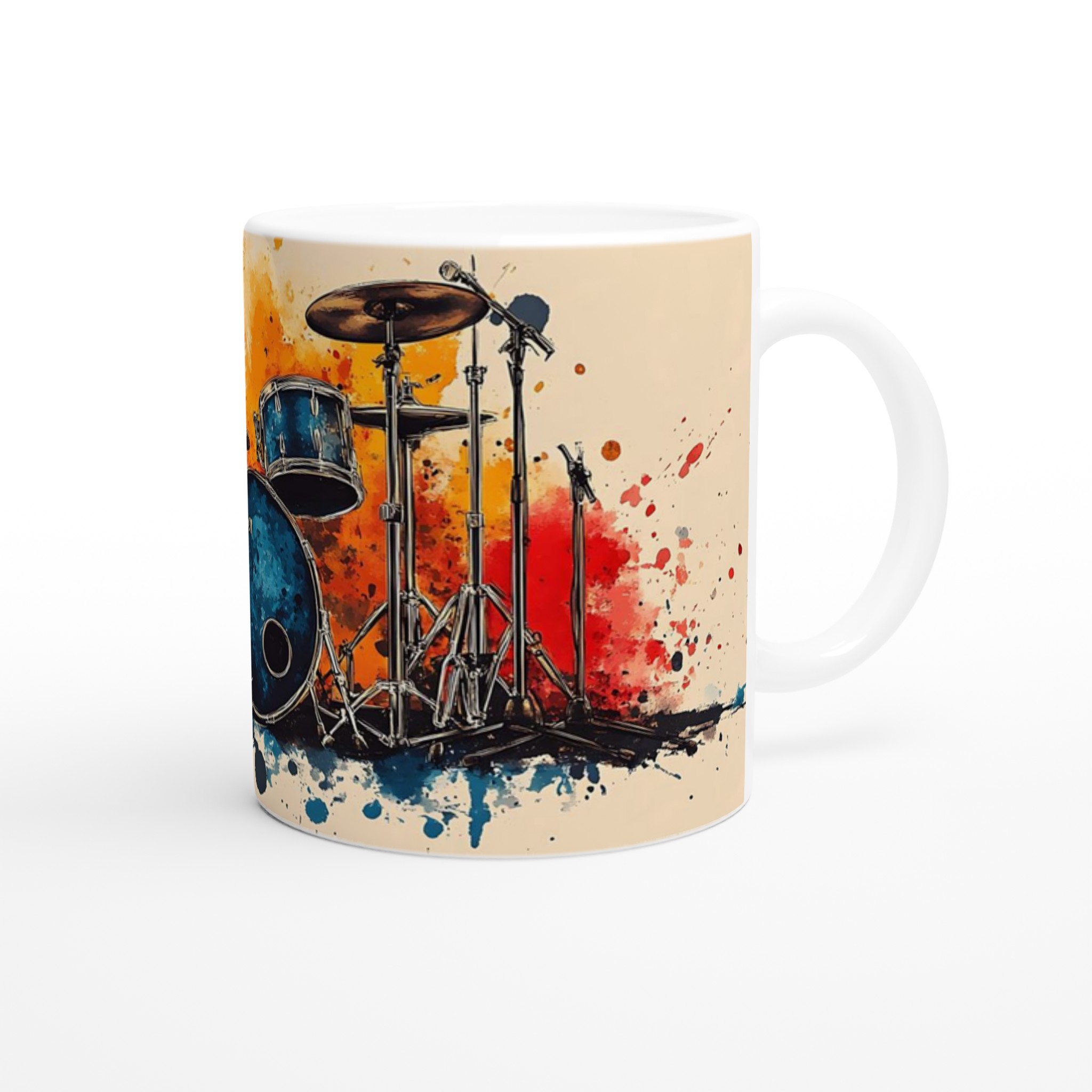 Abstrakt trumset keramikmugg – Musikaliskt färgsplash i 11oz – Välj bland 7 levande färger 9 8c7312a7-a271-42c1-99c3-bb4779dbdc69
