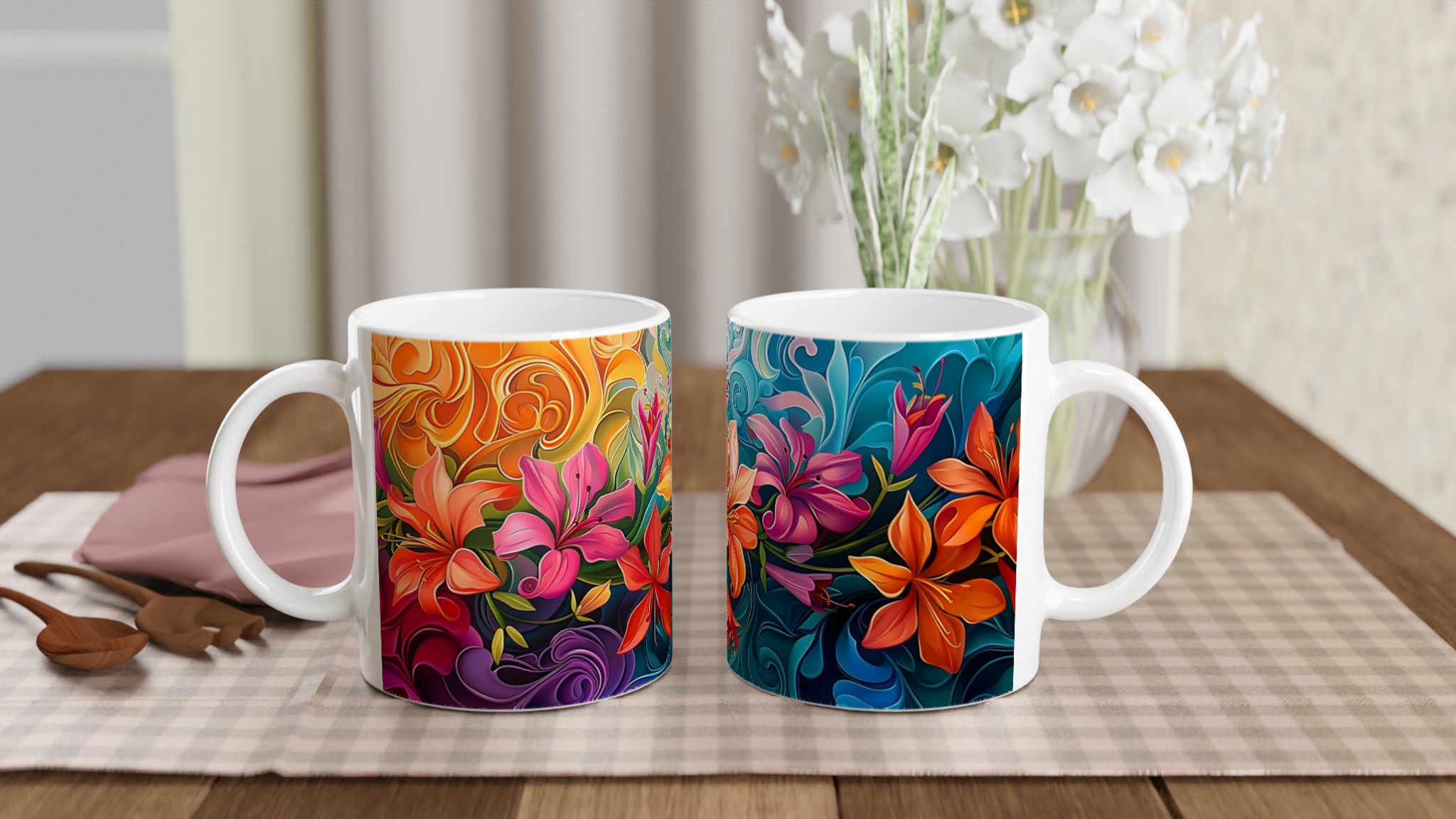 Färgsprakande Blomstermugg – 11 oz Keramikmugg i ditt val av 7 livfulla färger 10 8cbf897c-7aad-44fc-9db2-25c89fb38b19