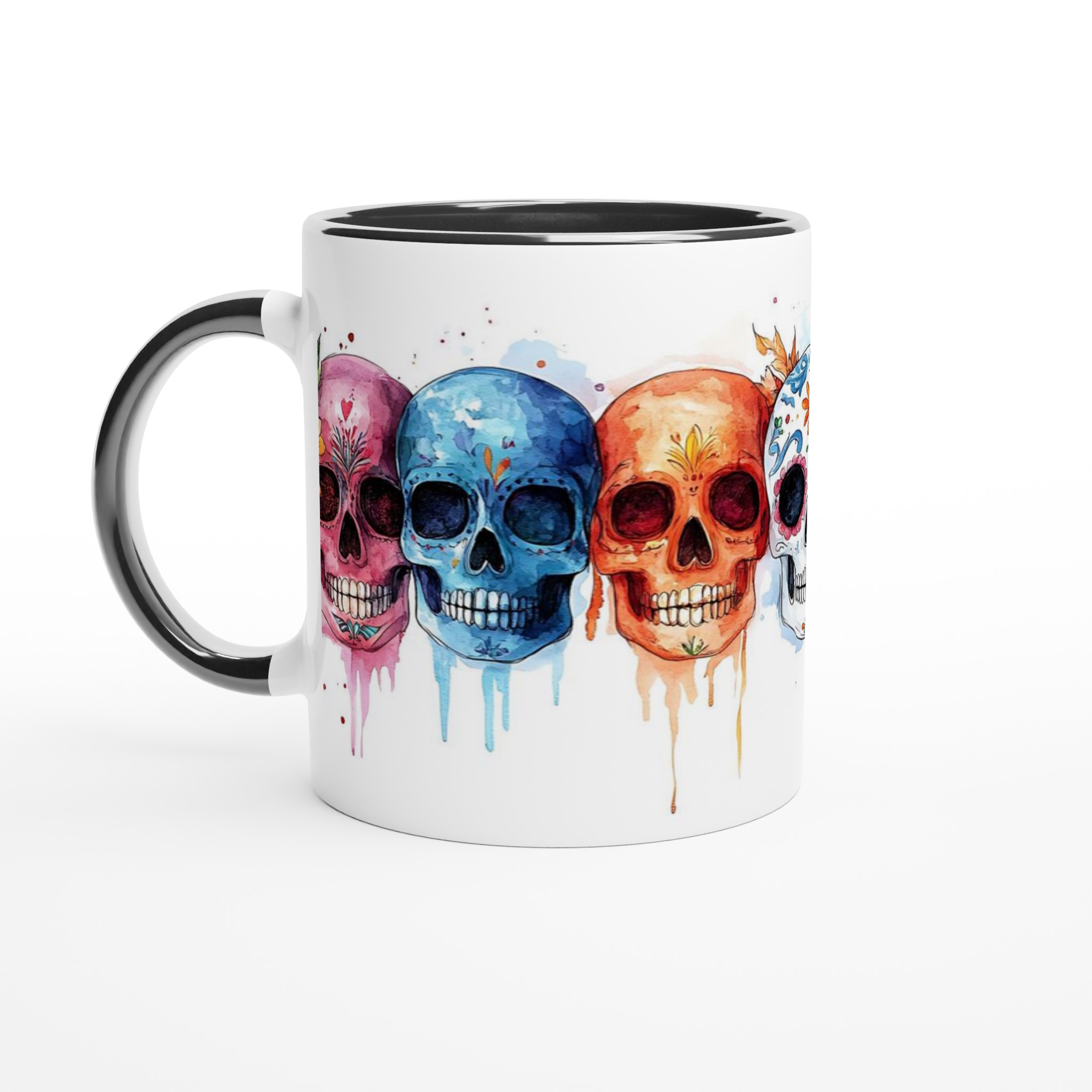 Färgglad Sugar Skull Keramikmugg - Livfull Akvarell Día de los Muertos Design, 11 oz 4 8cd66032-f240-48f3-8d9e-50fba5bc7142