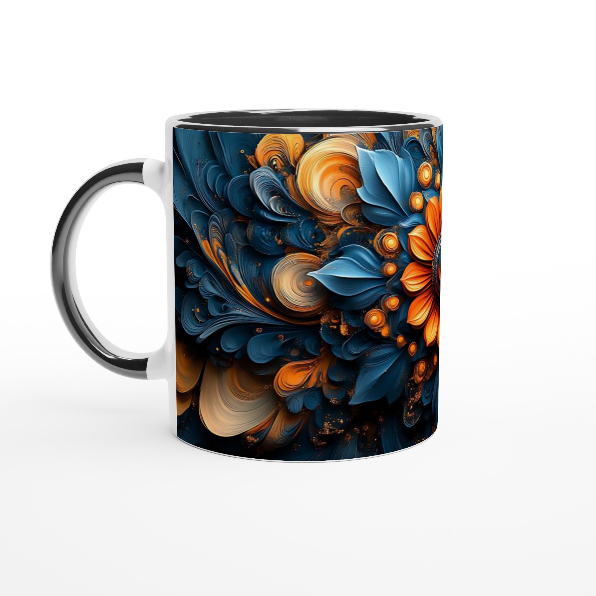 Abstrakt Blommig 11oz Keramisk Mugg – Konstnärlig Design i Blått & Orange, Välj Din Favoritfärg! 4 8cf316e1-4903-4c7f-8875-4392b40db6ba