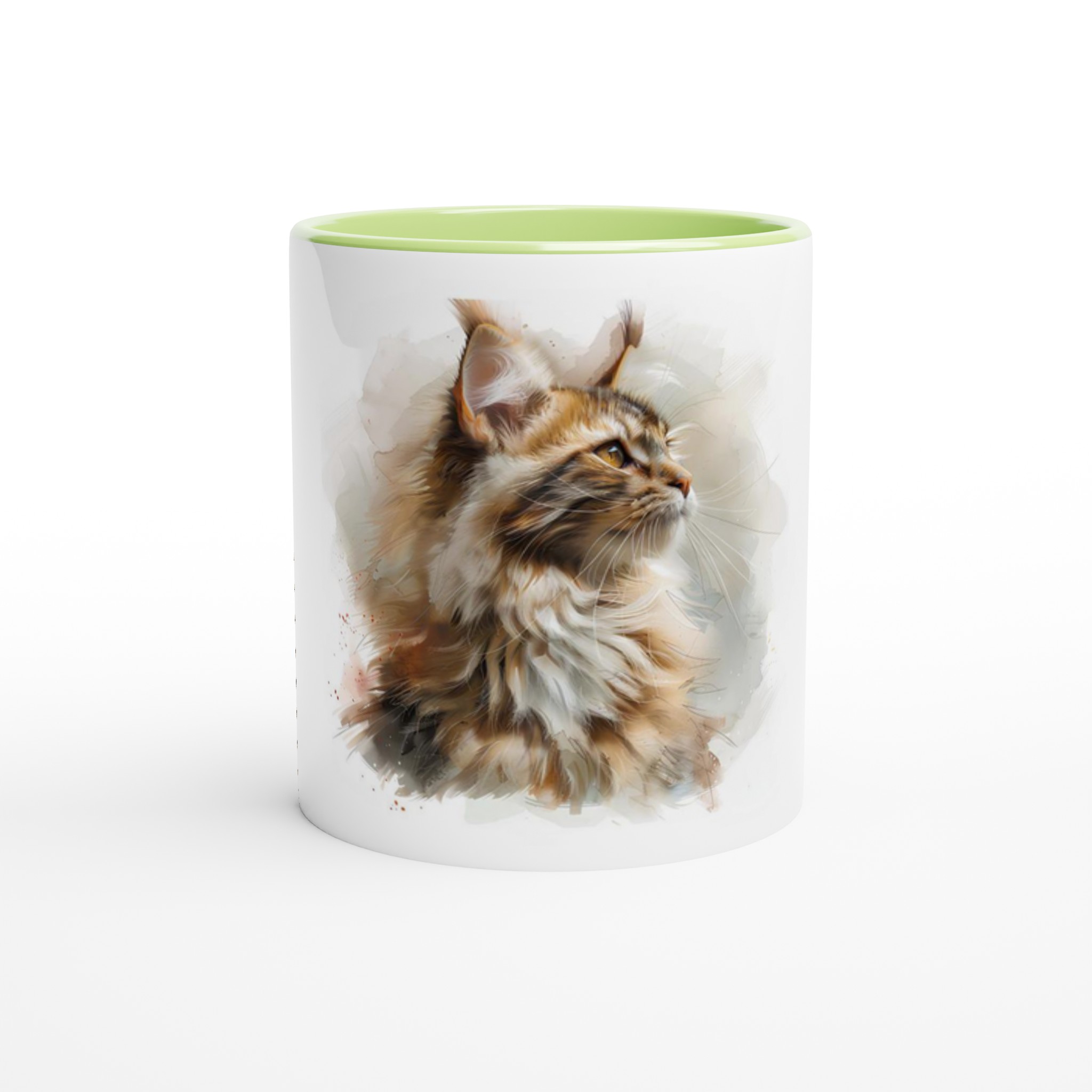 Konstnärlig Maine Coon Katt Keramisk Mugg - 11oz med färgad insida och handtag i sex djärva nyanser 4 8d17e03d-2b8b-47a3-ac08-11c7f6b7db29