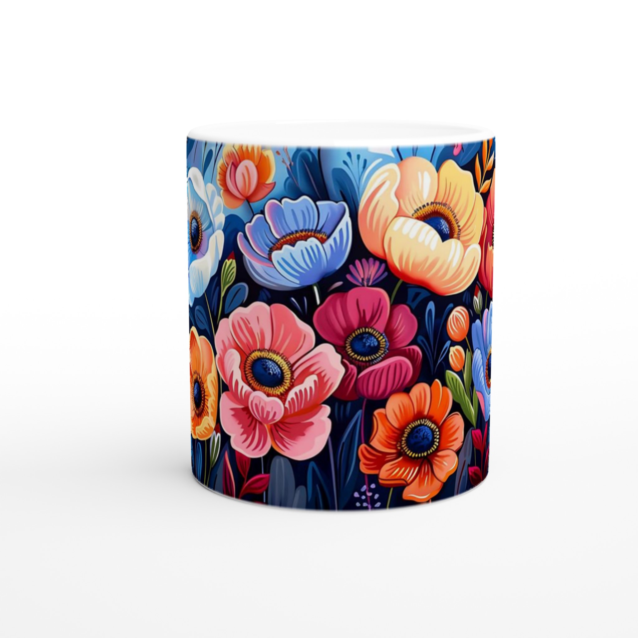 Färgsprakande Blomstermugg – 11 oz Keramisk Mugg för Kaffe & Te i Sju Levande Färger 8 8d211c35-3a89-4979-b880-6db48ee194a7