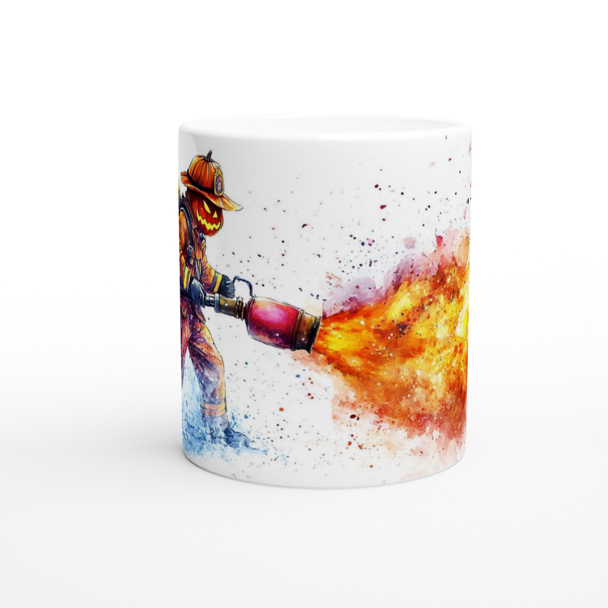 Pumpkin Firefighter Mug: Spooky Hero Watercolor Art in Your Choice of 7 Vibrant Colors 8 8d44d262-7eda-463e-a2b9-a15349c4d291