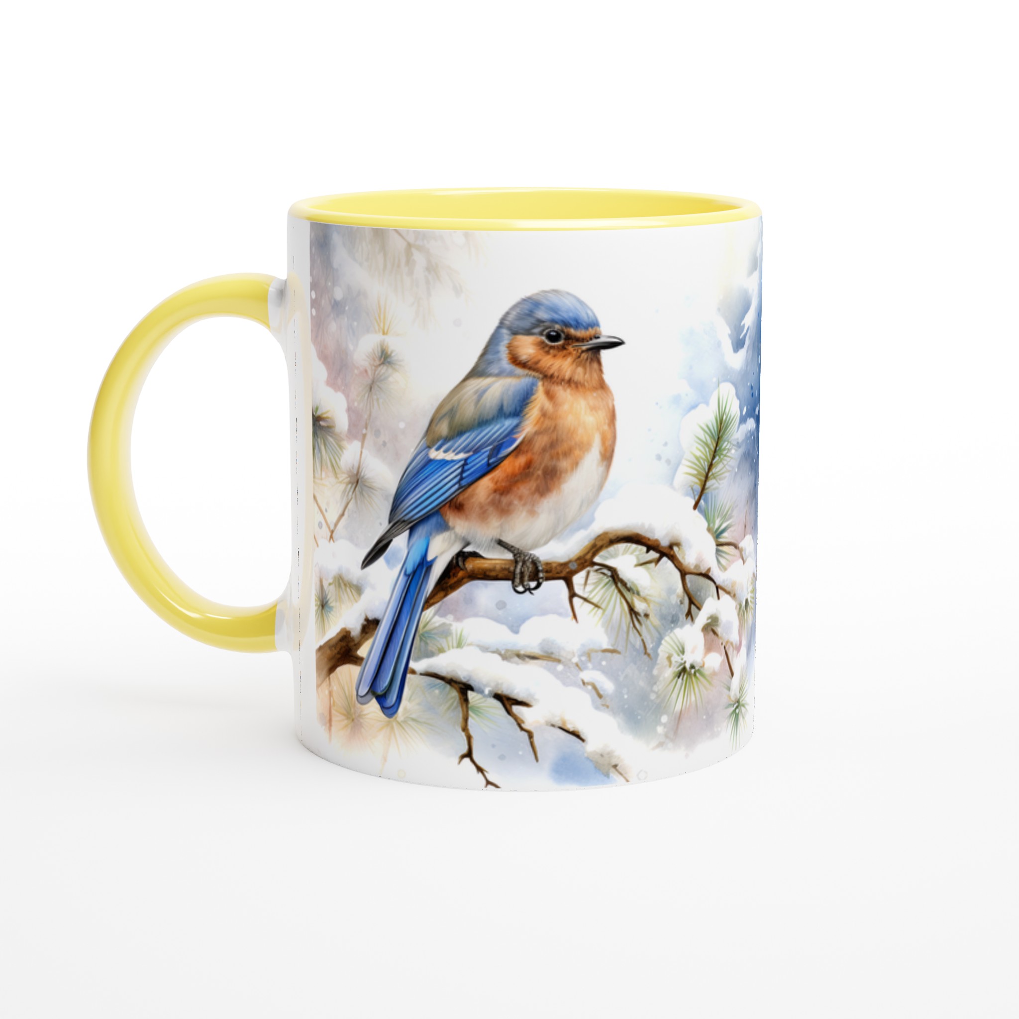 Vinterfågel Keramikmugg - Blåfågel på Snöig Gren, 11 oz Premium Designmugg i Väljbar Färg 3 8d4cef65-634e-4bb3-89fa-c763efd996f1