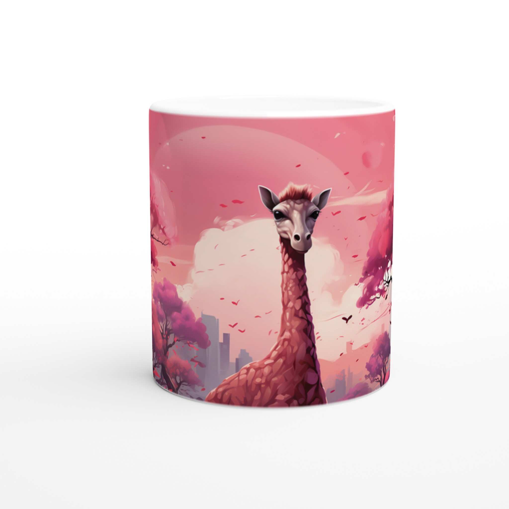 Giraff i körsbärsblom – 11oz Keramikmugg i ditt val av sju livfulla färger 8 8d858a1c-cdfc-4fe7-9e91-38c3c7b3930d