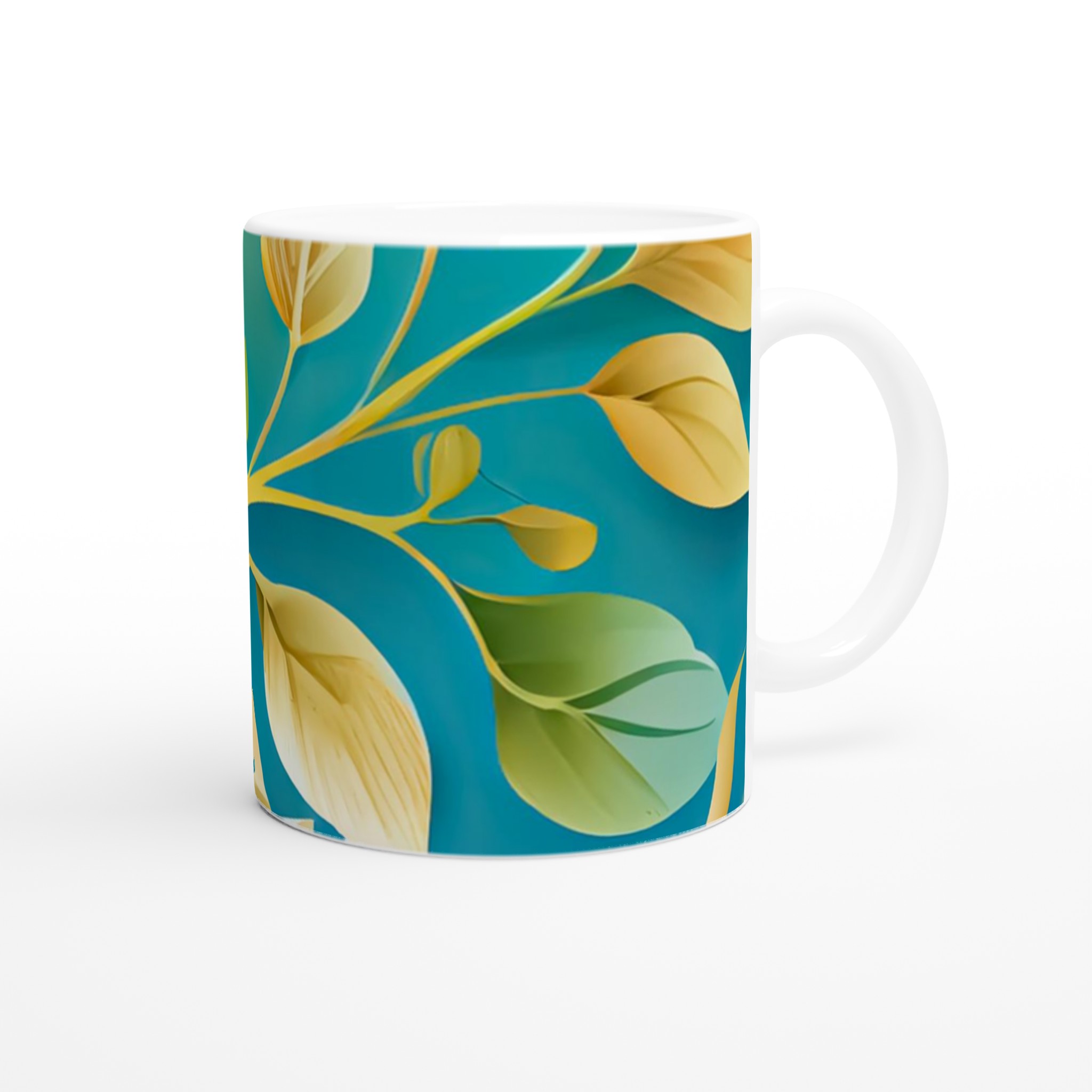 Vit 11oz keramisk mugg med elegant blomsterdesign i färgstarka toner 10 8d94817e-d709-4459-87fe-8d8d47dceeb6