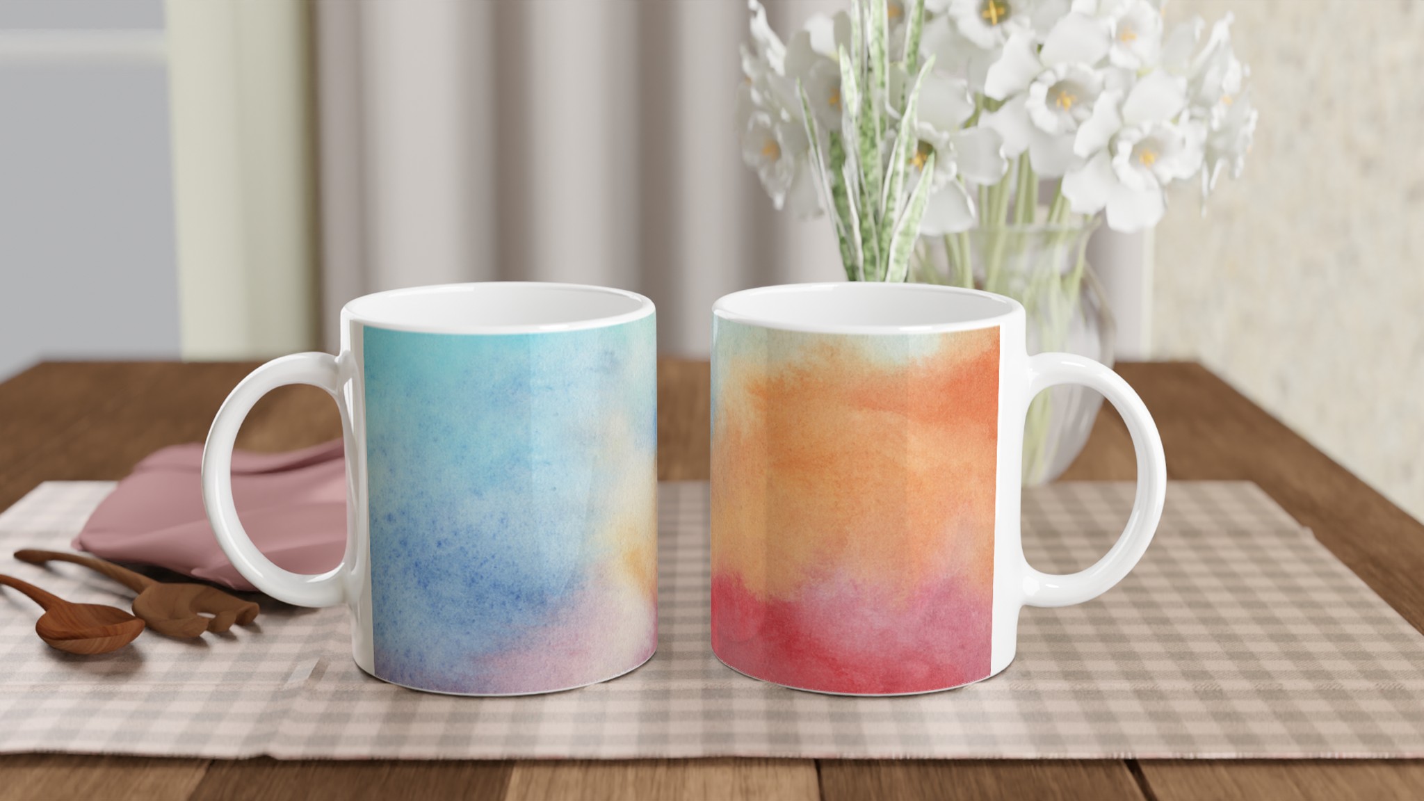 Elegant Vit 11oz Keramisk Mugg med Akvarellintryck i Flera Färger 10 8da52891-768e-4a2e-9228-e0584cec0e79