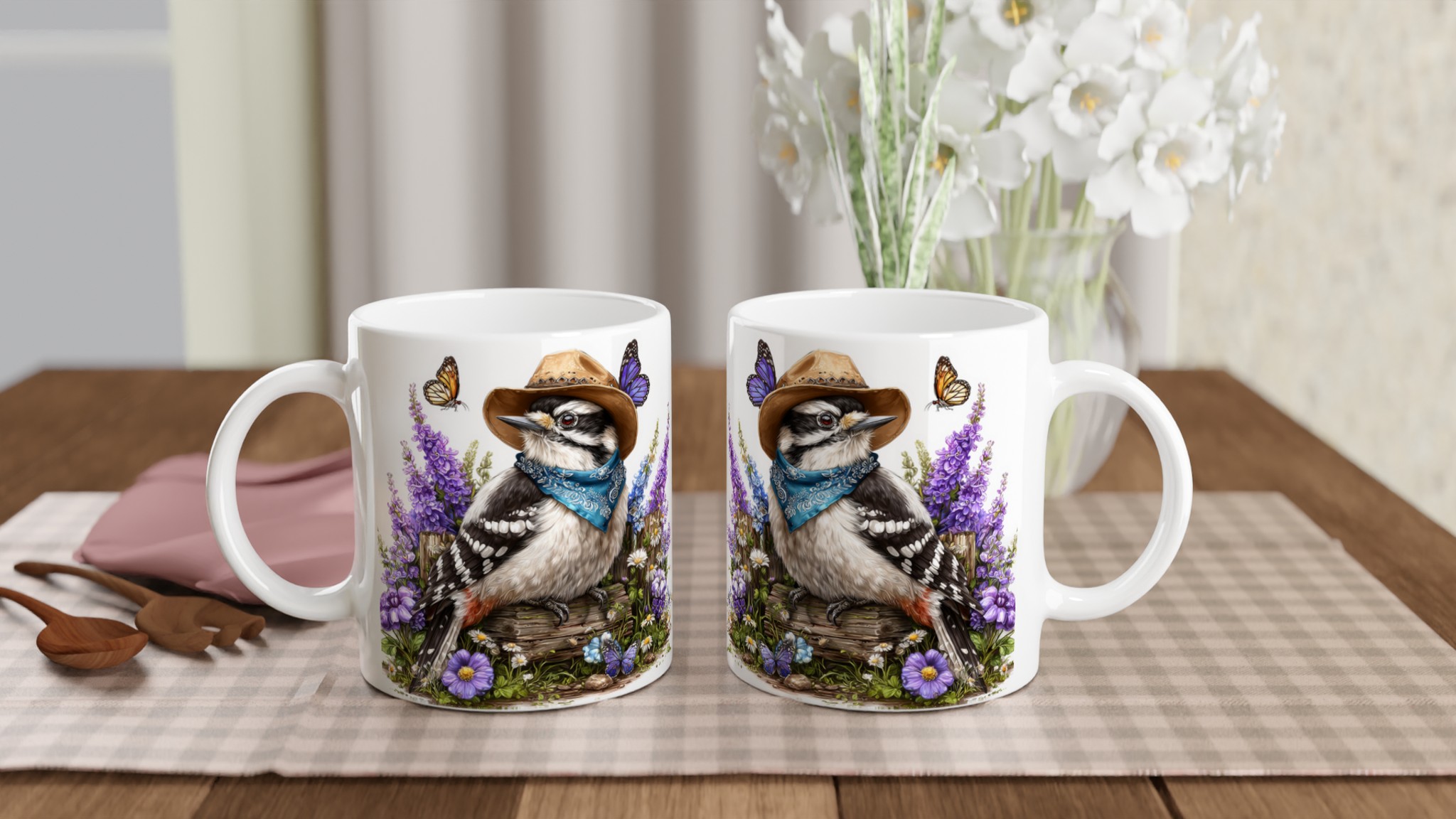 Charmig Vit 11oz Keramikmugg med Färgstark Fågel och Sommarblommor – Välj Din Färg! 10 8dbb4f1c-cbe2-4ef1-9fc5-7918d6cd9ed2