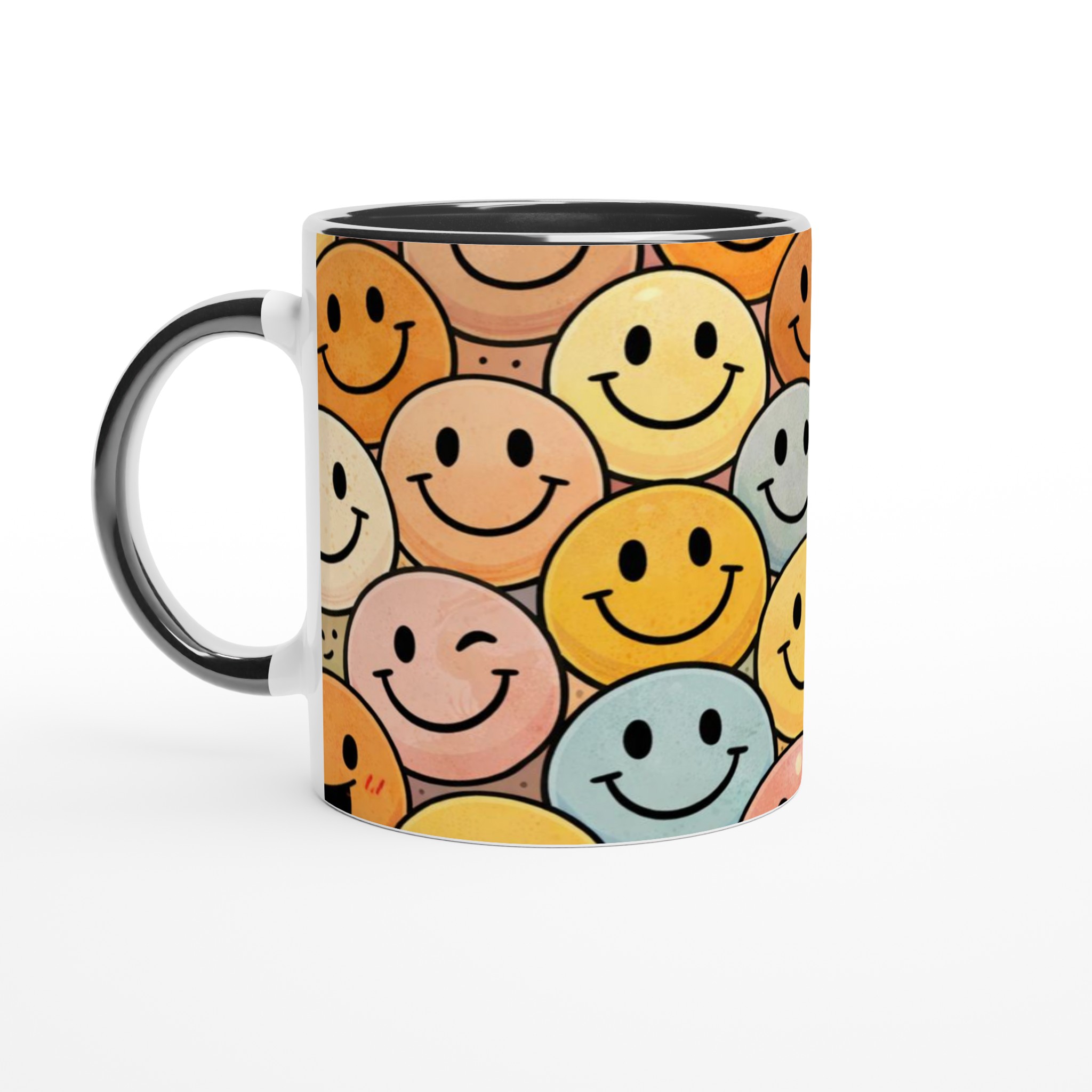 Vit 11oz keramisk mugg med lekfulla smileys i varma pastellfärger – välj din favoritfärg 4 8dc1b385-d236-49a1-86c7-c4c075f8da8c
