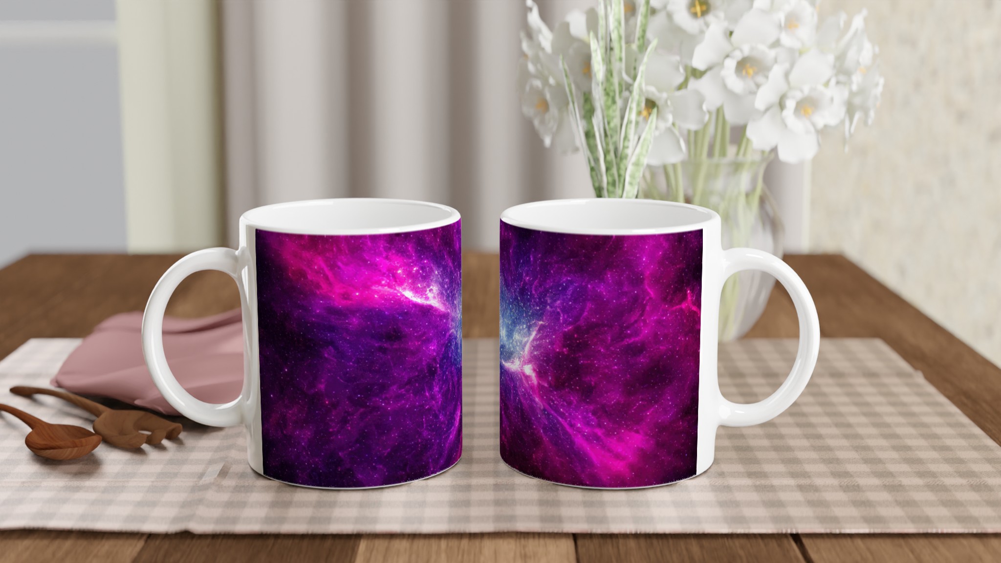 Vit 11oz keramisk mugg med galaxinspirerat motiv – välj din favoritfärg för en unik start på dagen 10 8ddc7e4b-6e39-4b4d-81ae-c1463b53ecbc