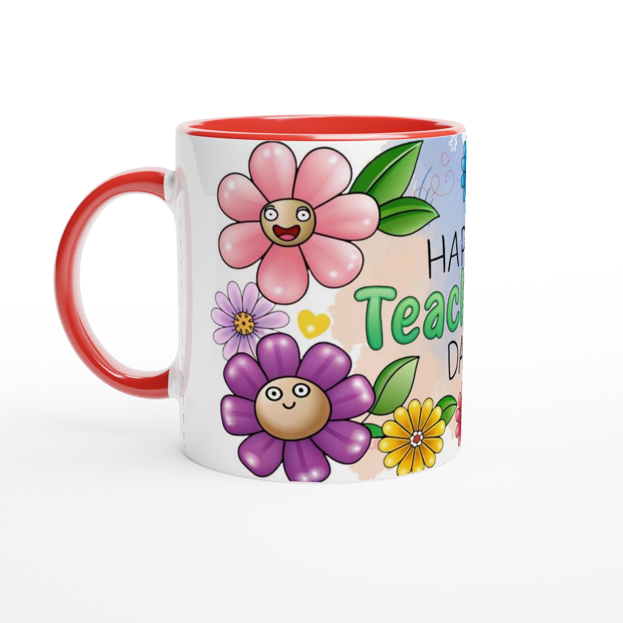 Happy Teacher's Day Ceramic Mug – Bright Floral Fun in Your Choice of Seven Colors 5 8e0f2f12-192f-464b-a8d4-ce245fe8d375