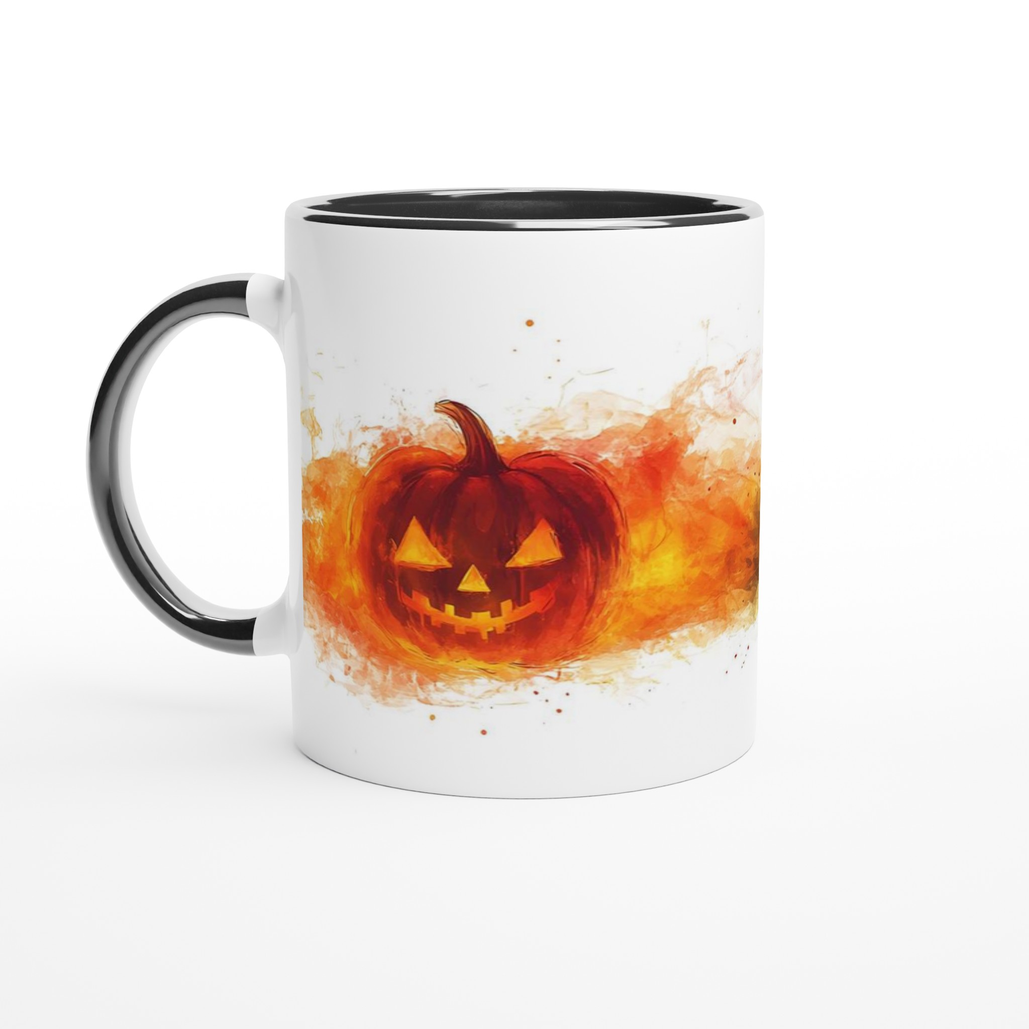 Mystisk Halloween Keramikmugg - Pumpa och Spöklikt Barn i Akvarellstil, Välj bland 7 Färger 4 8e34f523-d660-4f4d-93d5-d3e95ad8f8af