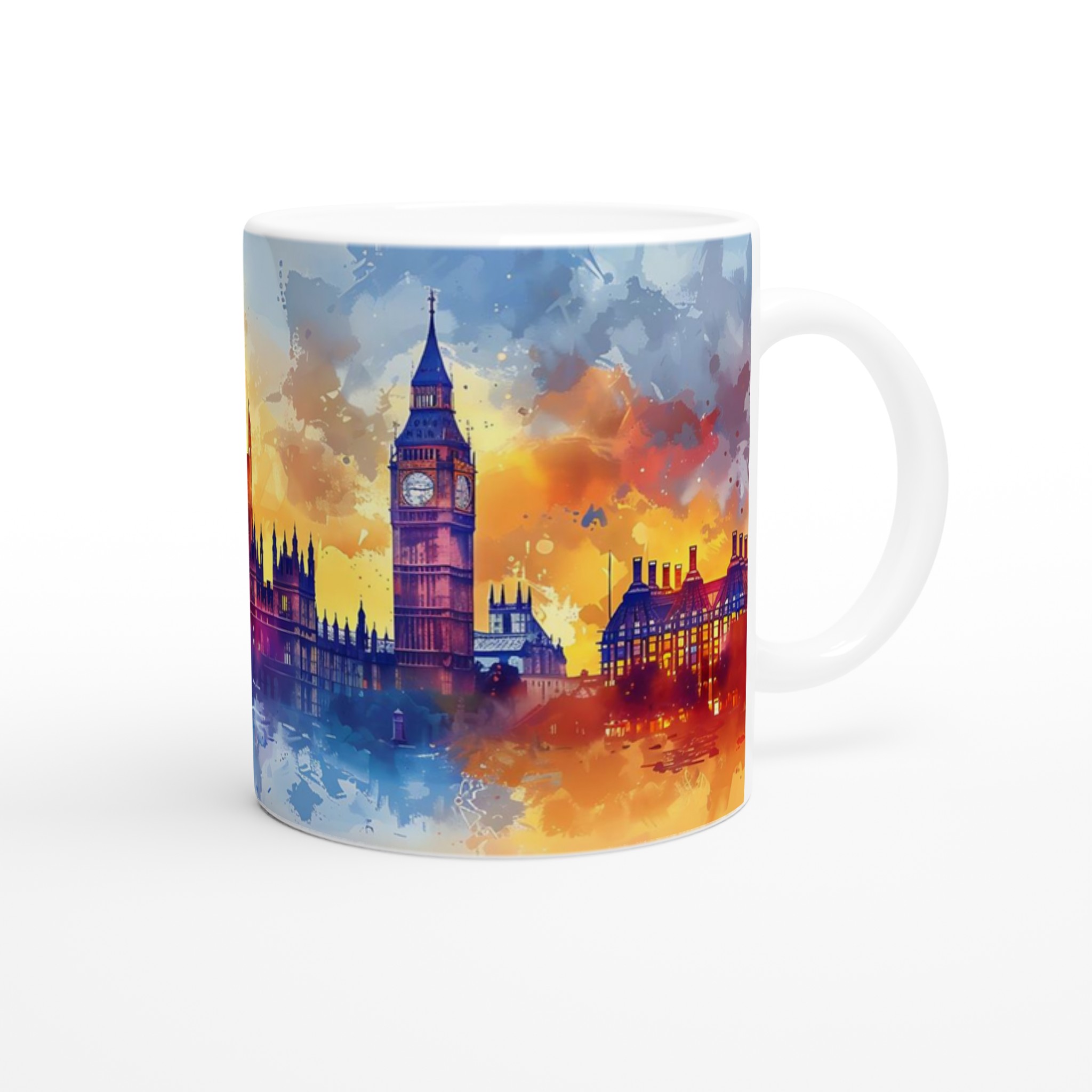 London Watercolor Skyline 11oz Keramisk Mugg - Välj bland flera livfulla färger 9 8e7b28a4-75b1-4332-a3b2-32a4135bc079