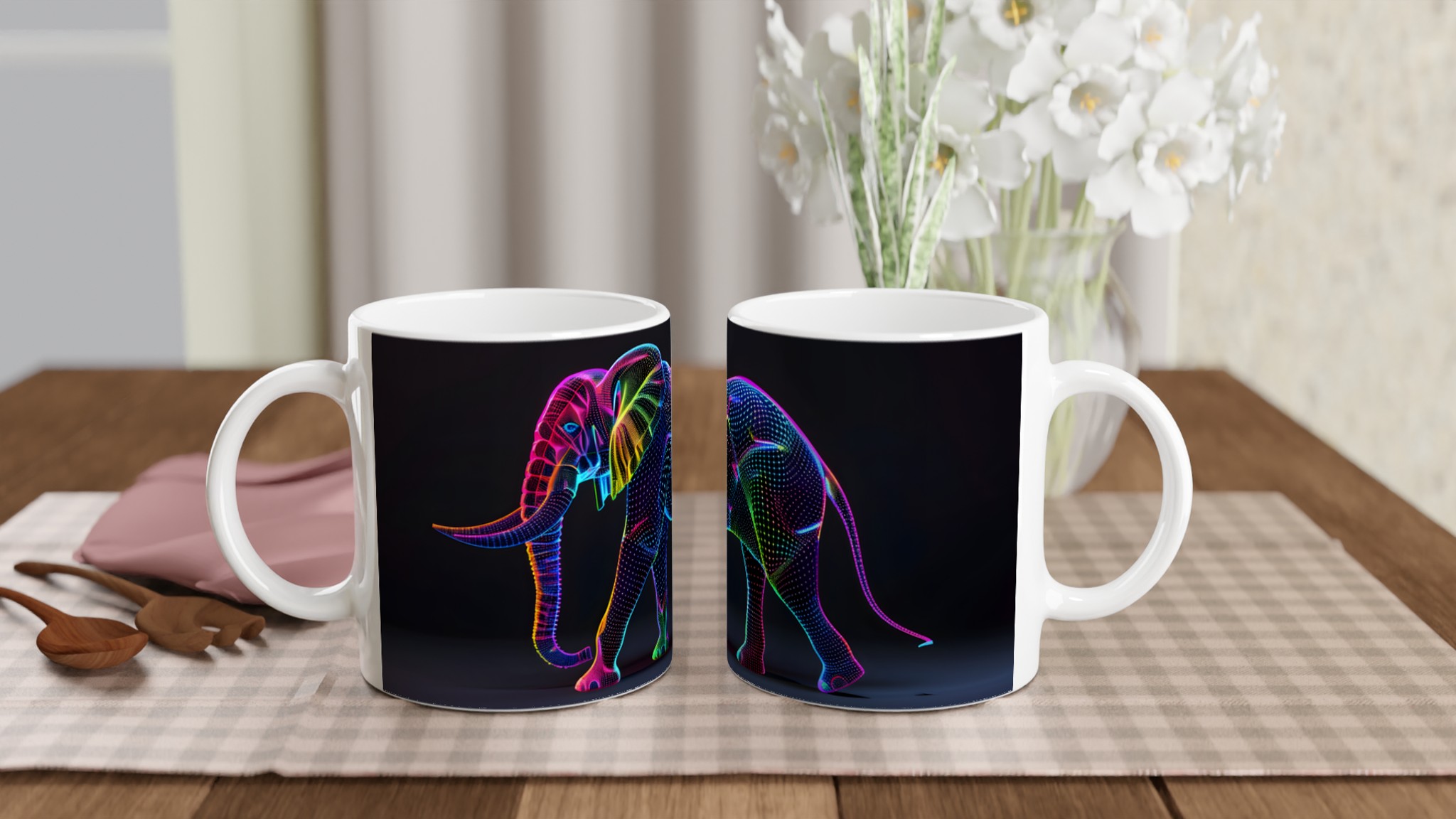 Neon Elefant Konstmugg - 11oz Keramikmugg i din valfria färg! 11 8e98ce5a-3a06-4540-a3c4-3cfe76e85826