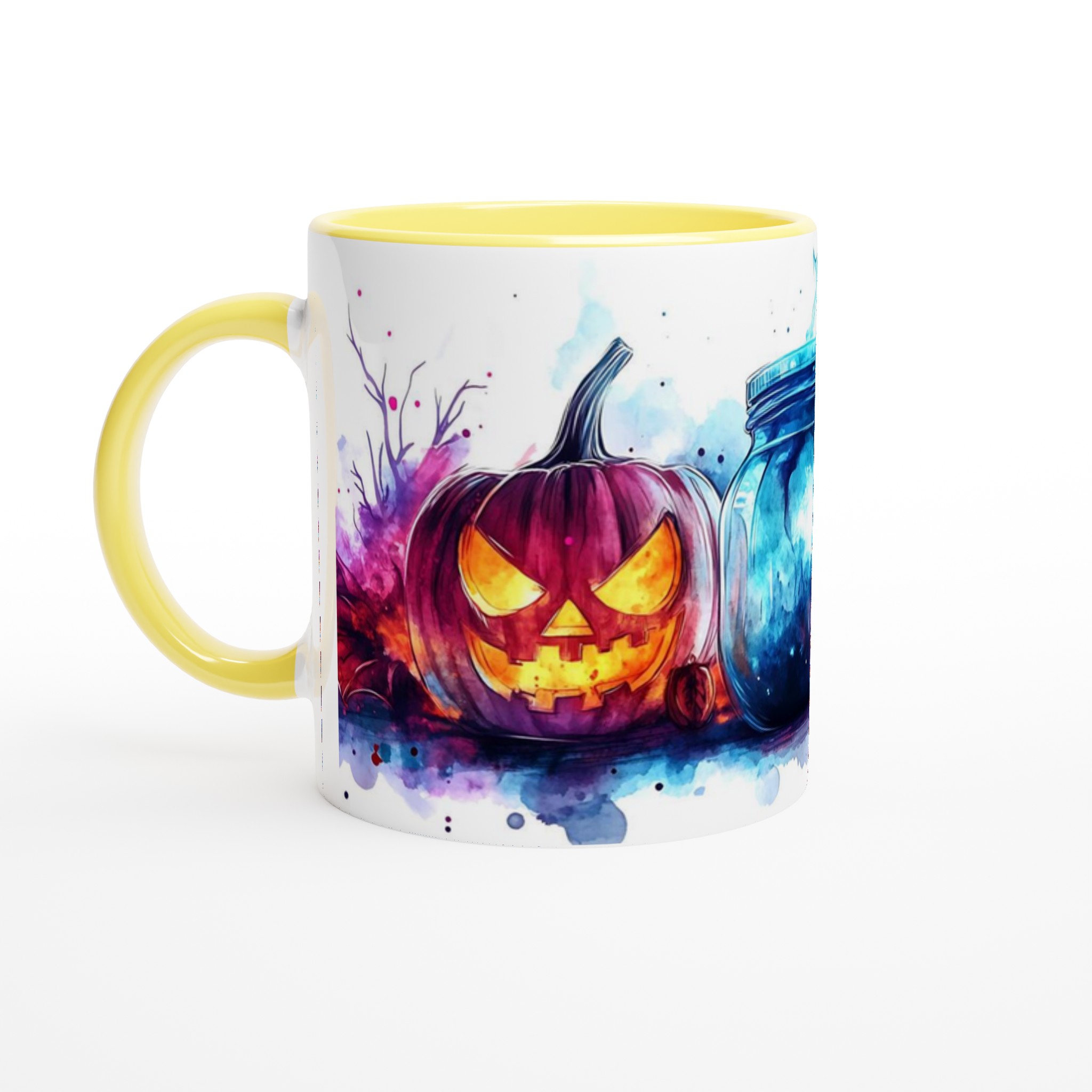 Spooky Watercolor Halloween Mugg – Jack-o'-Lantern & Mystisk Burk i Färgstarka Tryck 3 8e9a9458-5485-4792-93d3-b11c48a5bef2