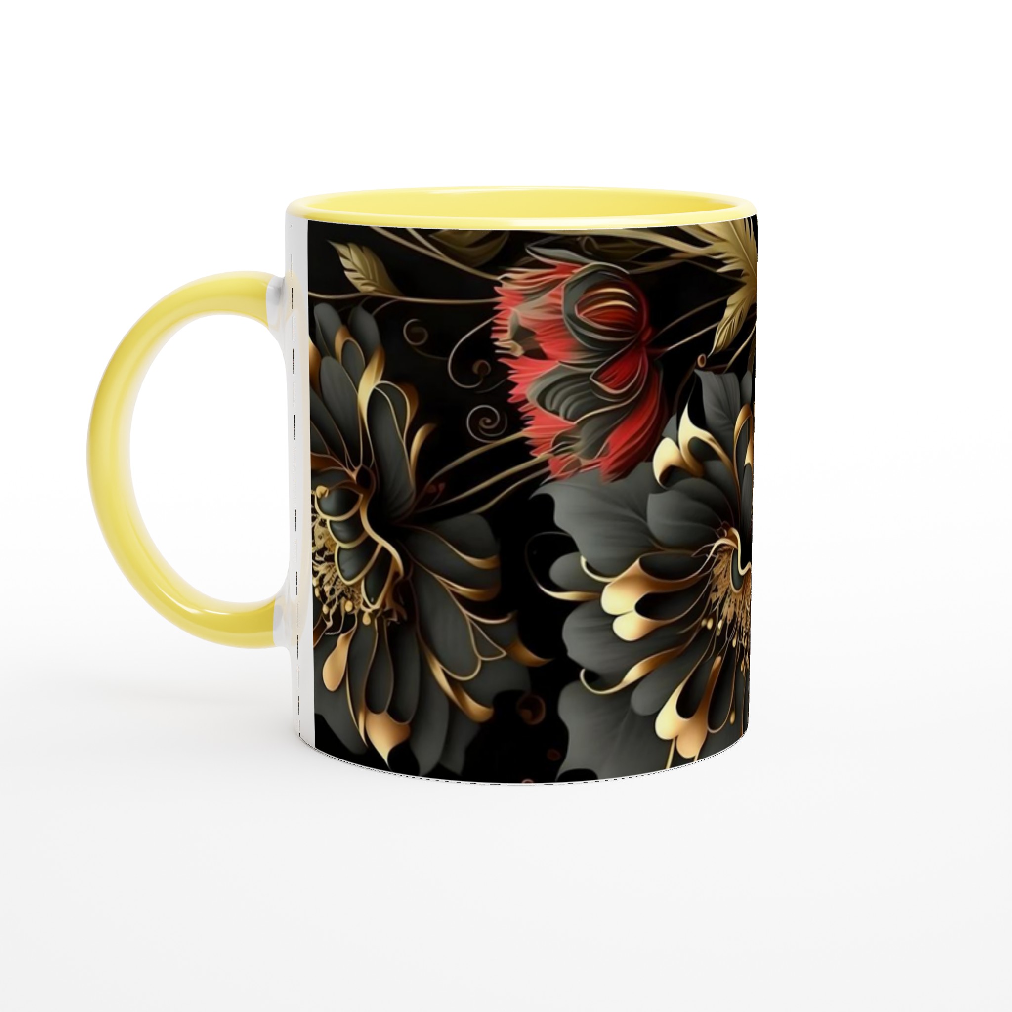 Elegant 11oz Keramisk Mugg med Gyllene Blommotiv – Välj Bland Flera Färger 3 8ea6ec12-4849-41ad-8f4a-dc2165d2867c