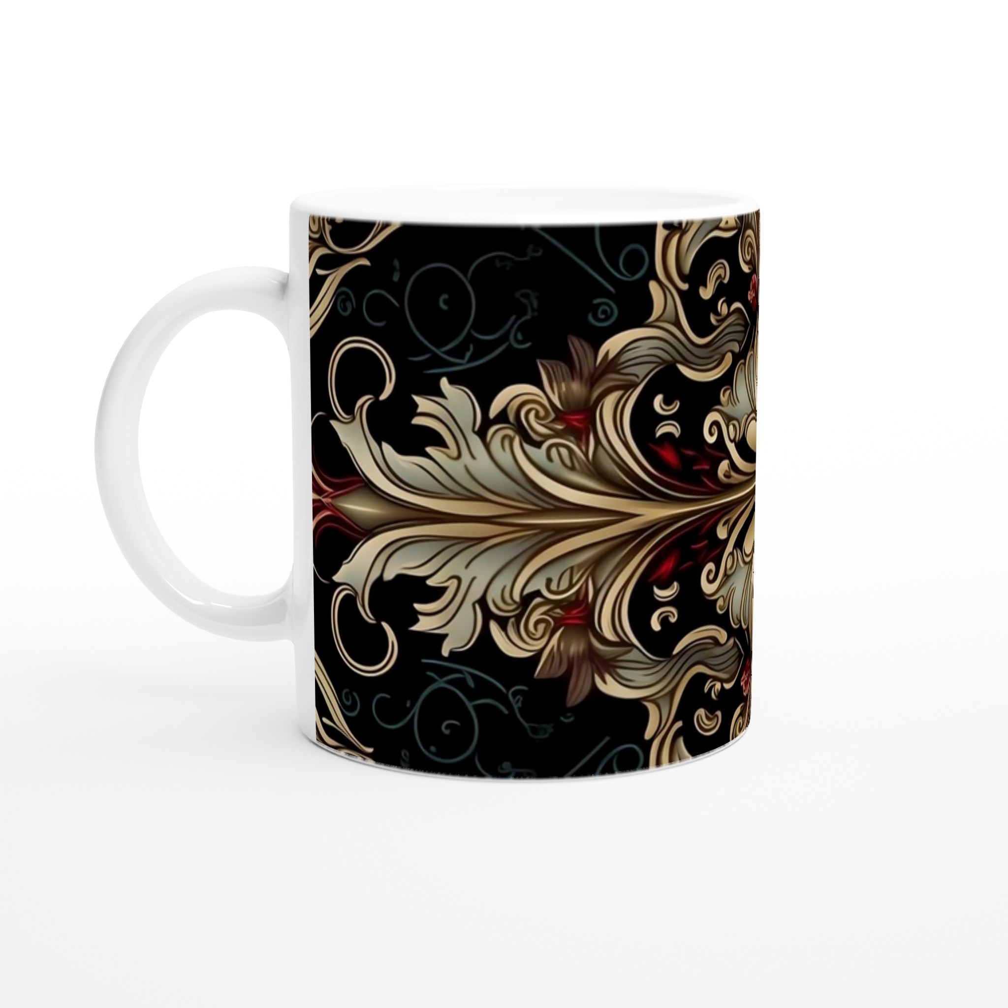 Elegant Baroque-Inspired 11oz Ceramic Mug in Your Choice of Seven Stunning Colors 1 8ebc4c7e-4194-4013-a172-15b455bcf822