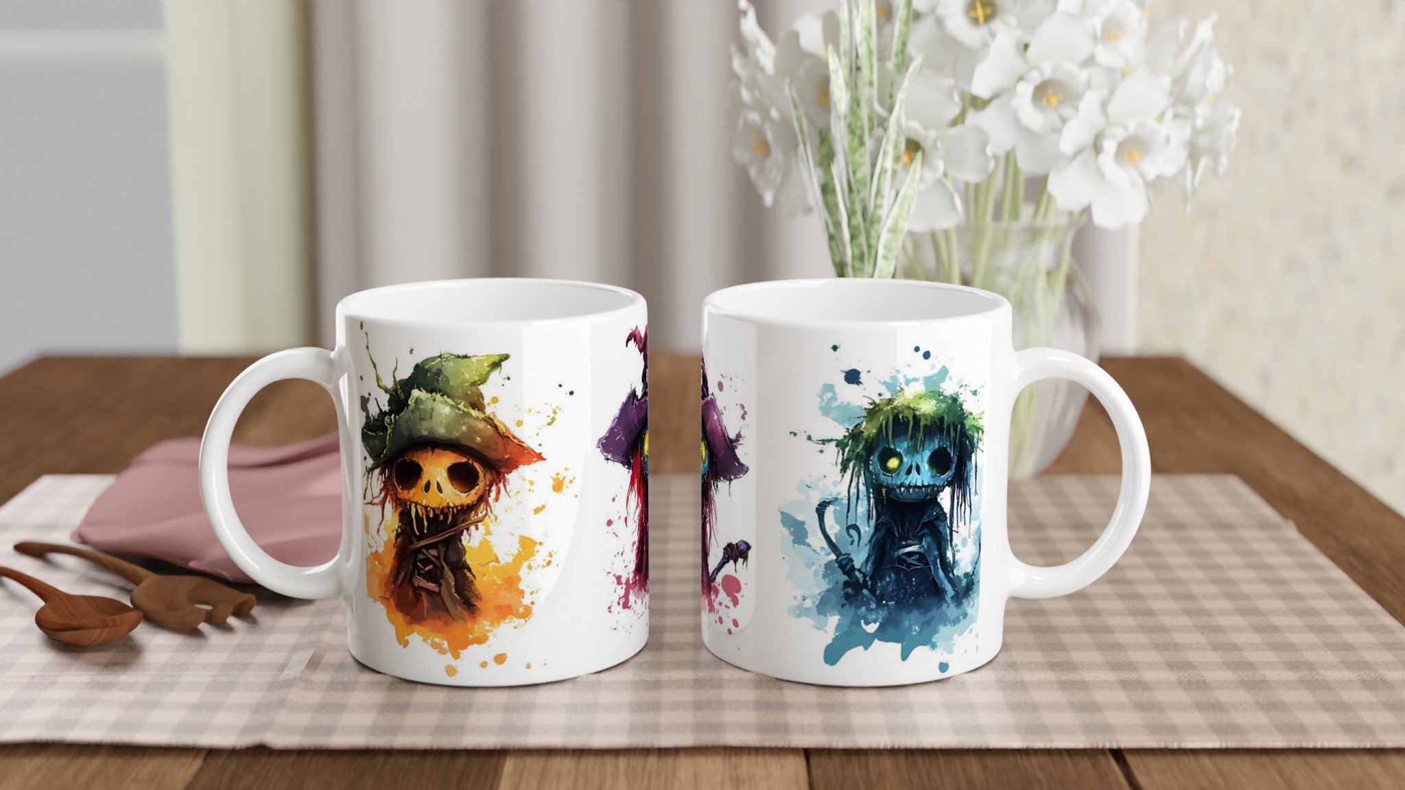 Mörk & Magisk Keramisk Mugg - Akvarell Zombie Häxmotiv i Ditt Val av 7 Färger 10 8f09e0df-7943-44e2-96e9-10b356d4151f