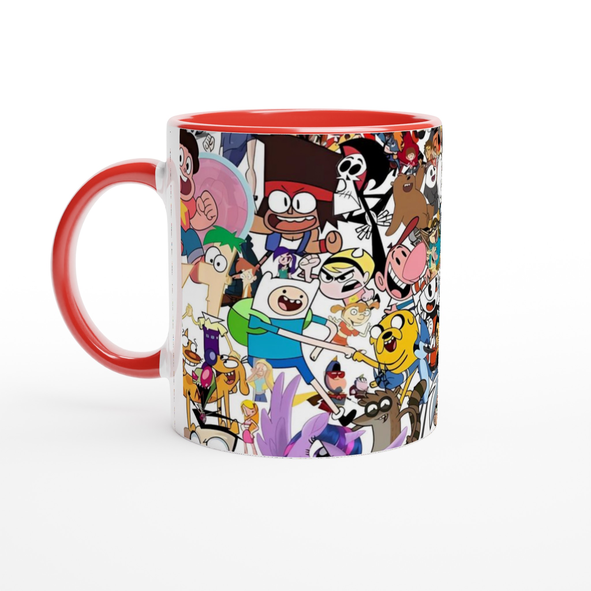Vit 11oz keramisk mugg med färgstark cartoon-collage – välj din favoritfärg för unik stil 6 8f643880-ac0c-48b0-8bb4-64f42fd20530