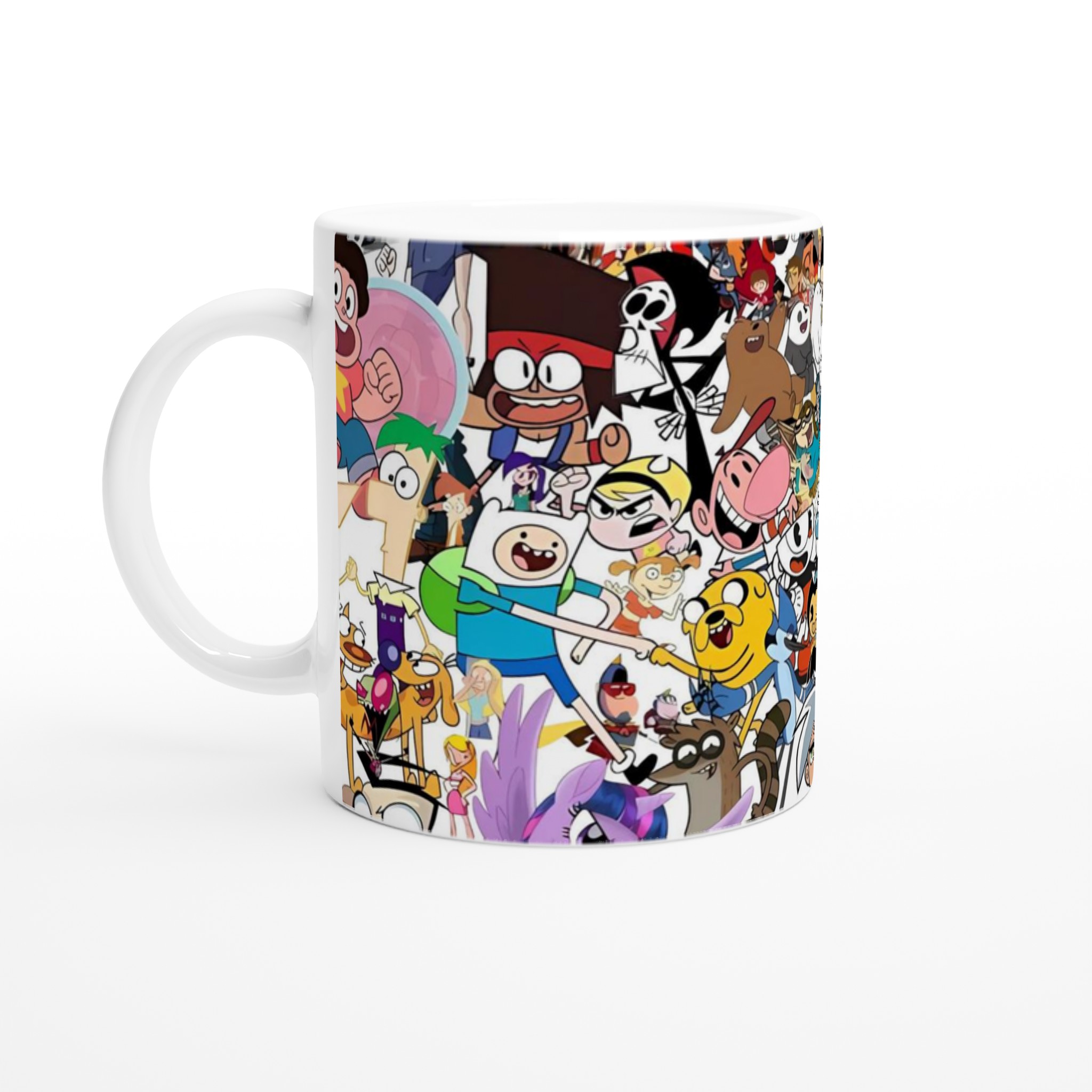 Vit 11oz keramisk mugg med färgstark cartoon-collage – välj din favoritfärg för unik stil 1 8f9429e7-28e4-420c-805f-0020df51a60c